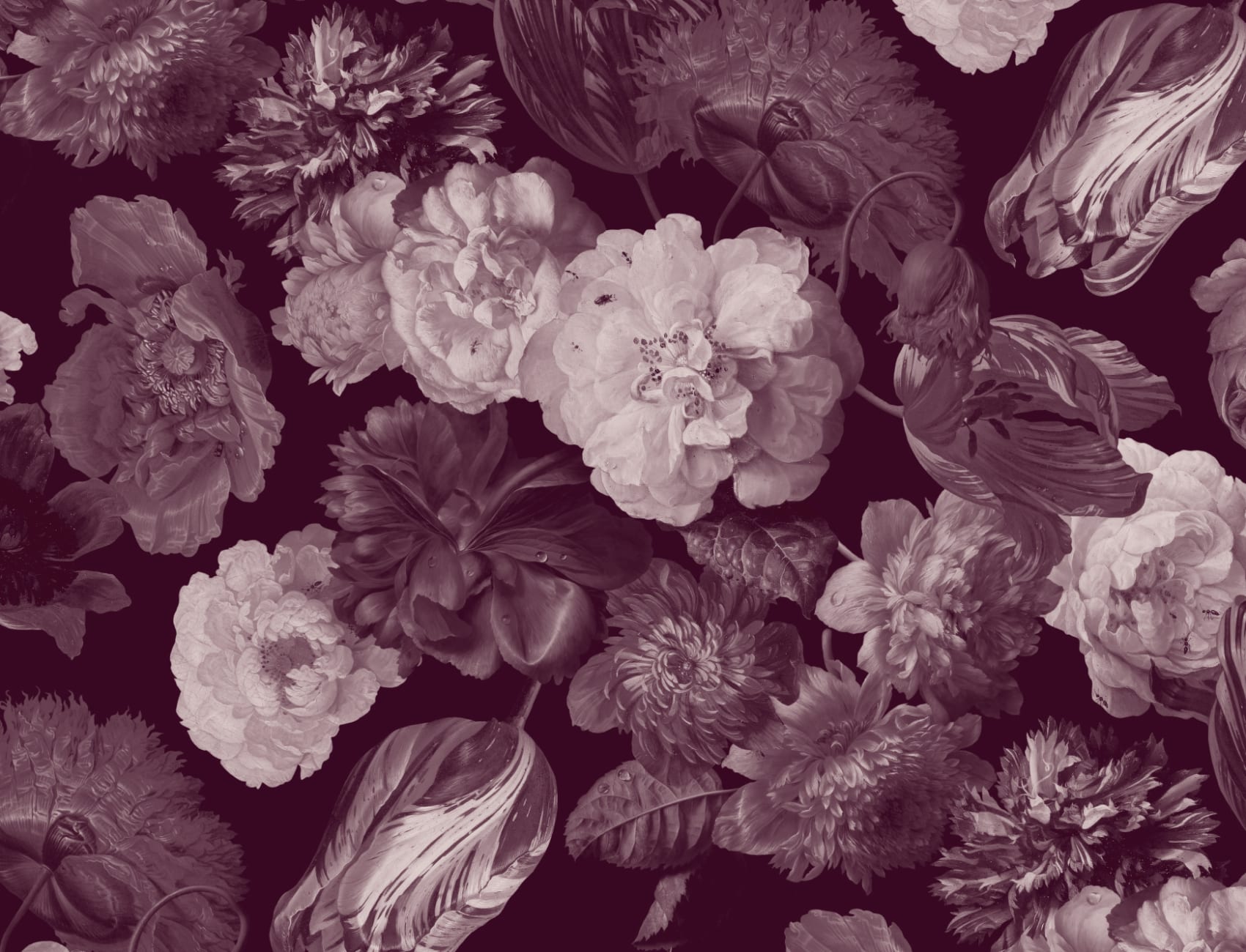 Plum Painted Large Scale Floral Mural