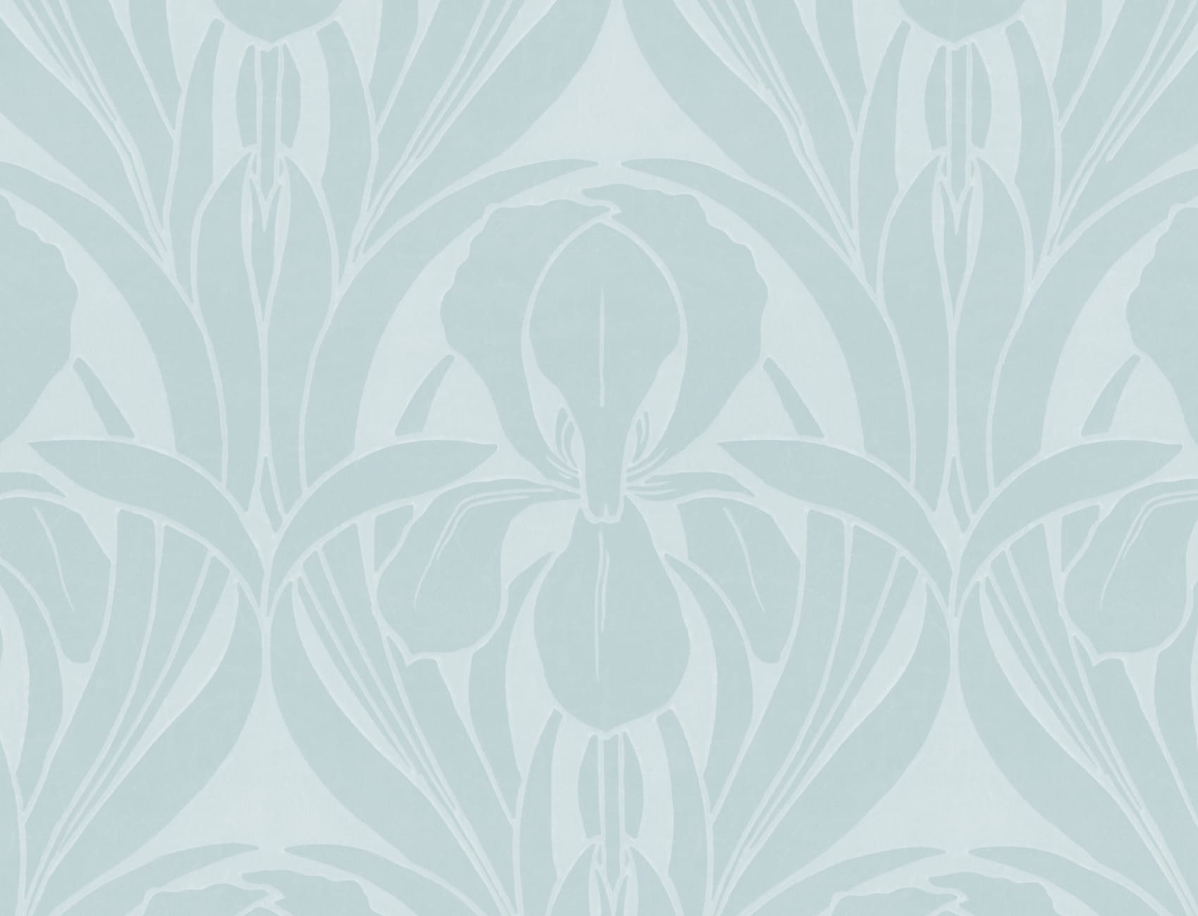 Blauwe Art Deco Houtblok Iris Muurschildering