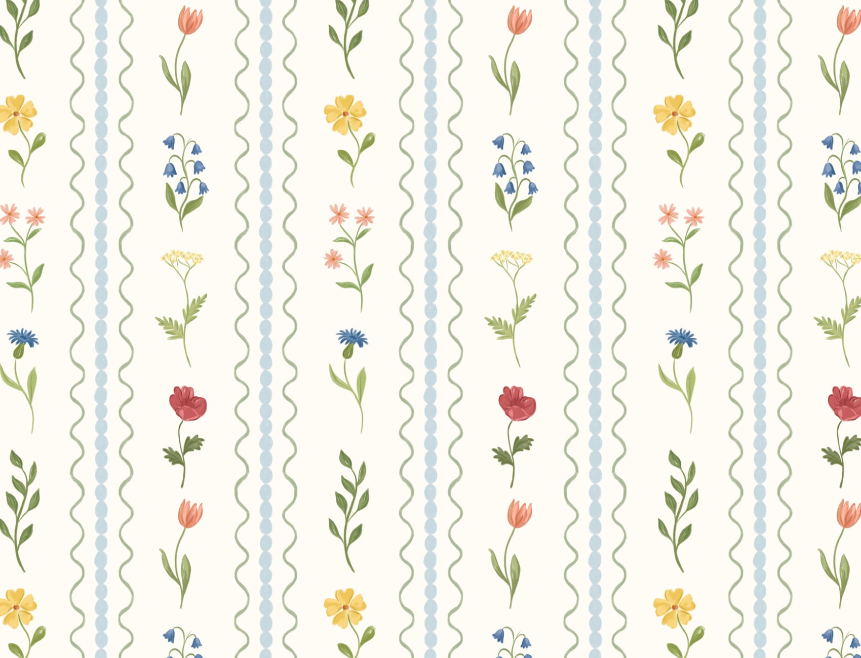 Blå spole stripete Wildflower fototapet