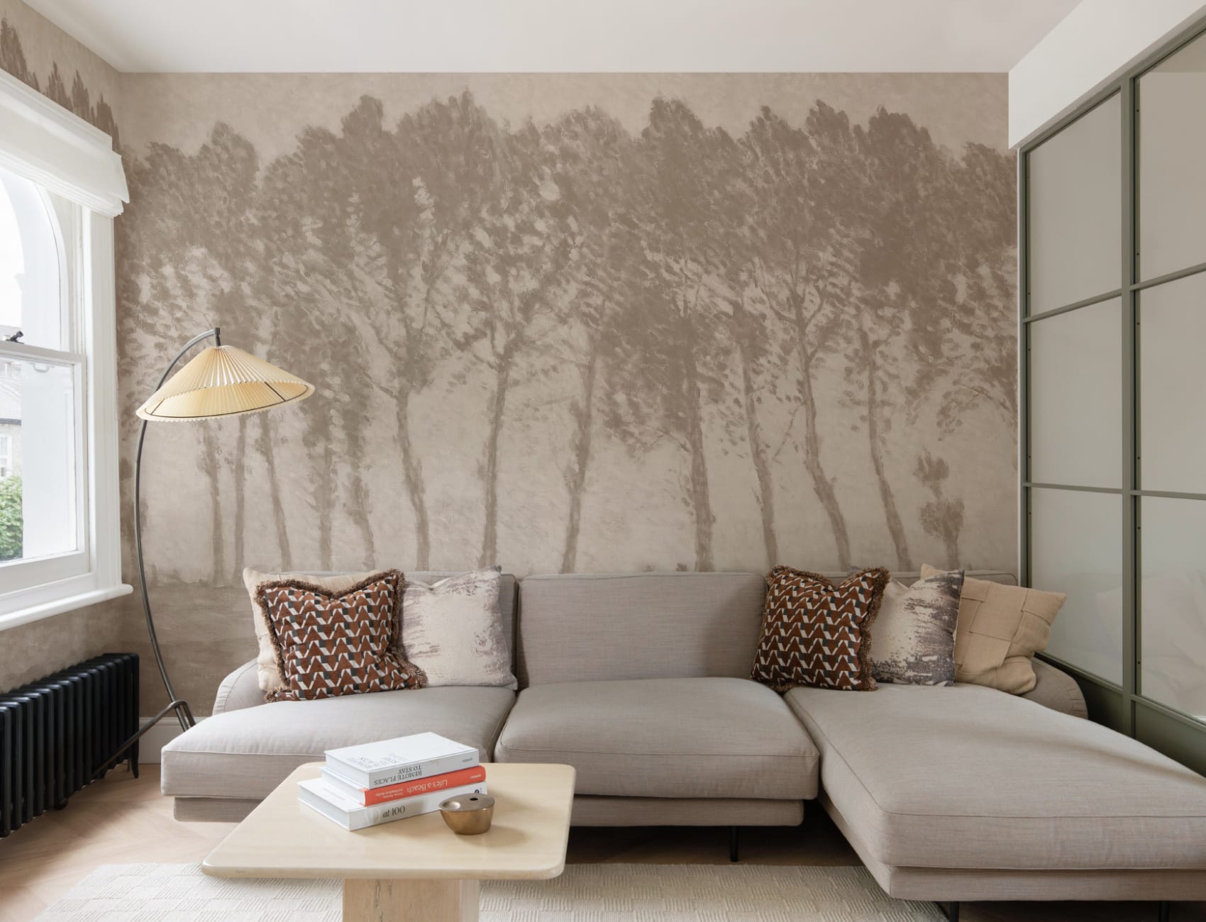 Vintage Rainy Forest Wall Mural in Earthy Neutrals