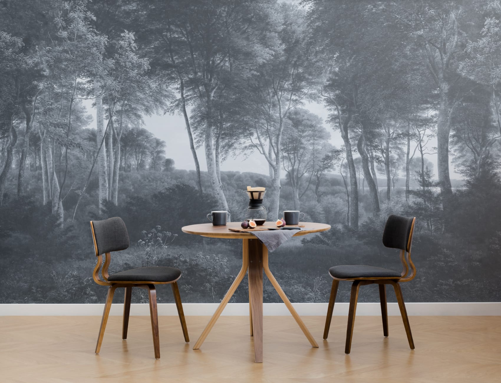 Blå skog landskapsmålning Mural-tapeter