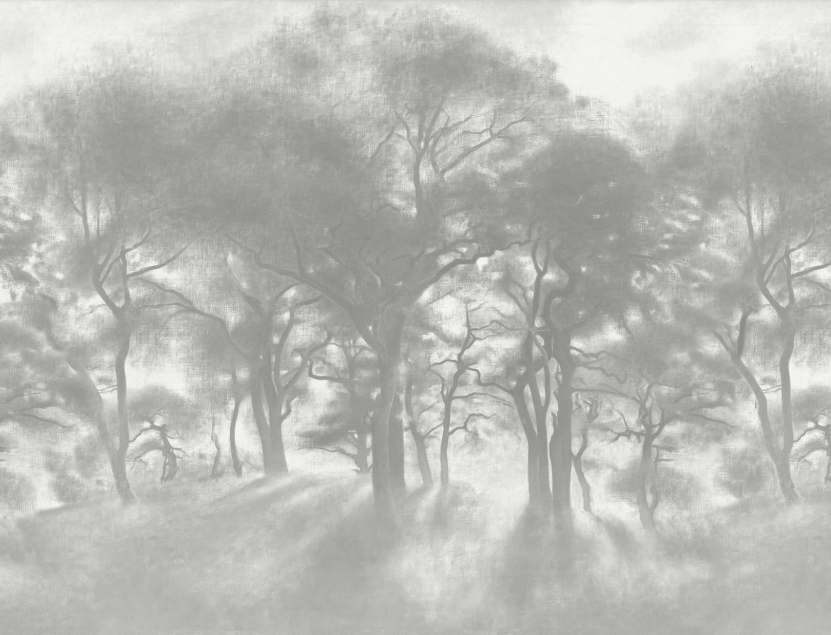 Gray Misty Forest Oil Painting Mural