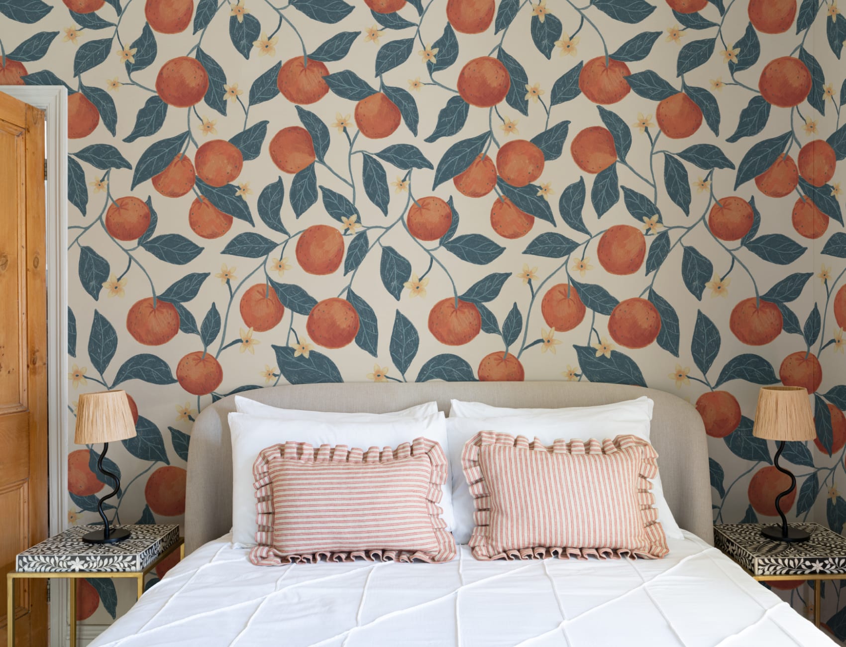 Beige Botanical Oranges Mural