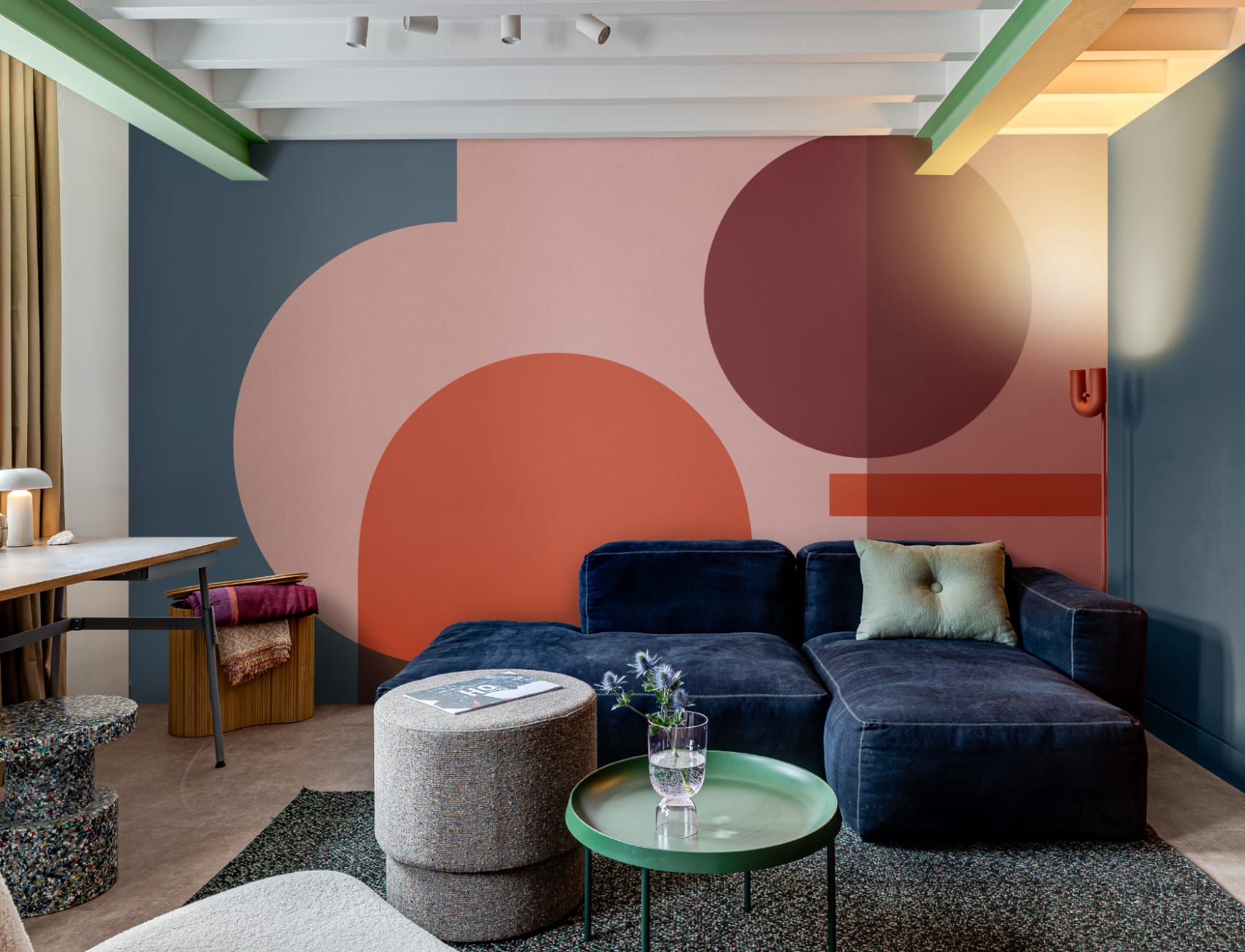 Kleurrijke Geometrische Vormen Modern Bauhaus Behang Muurschildering