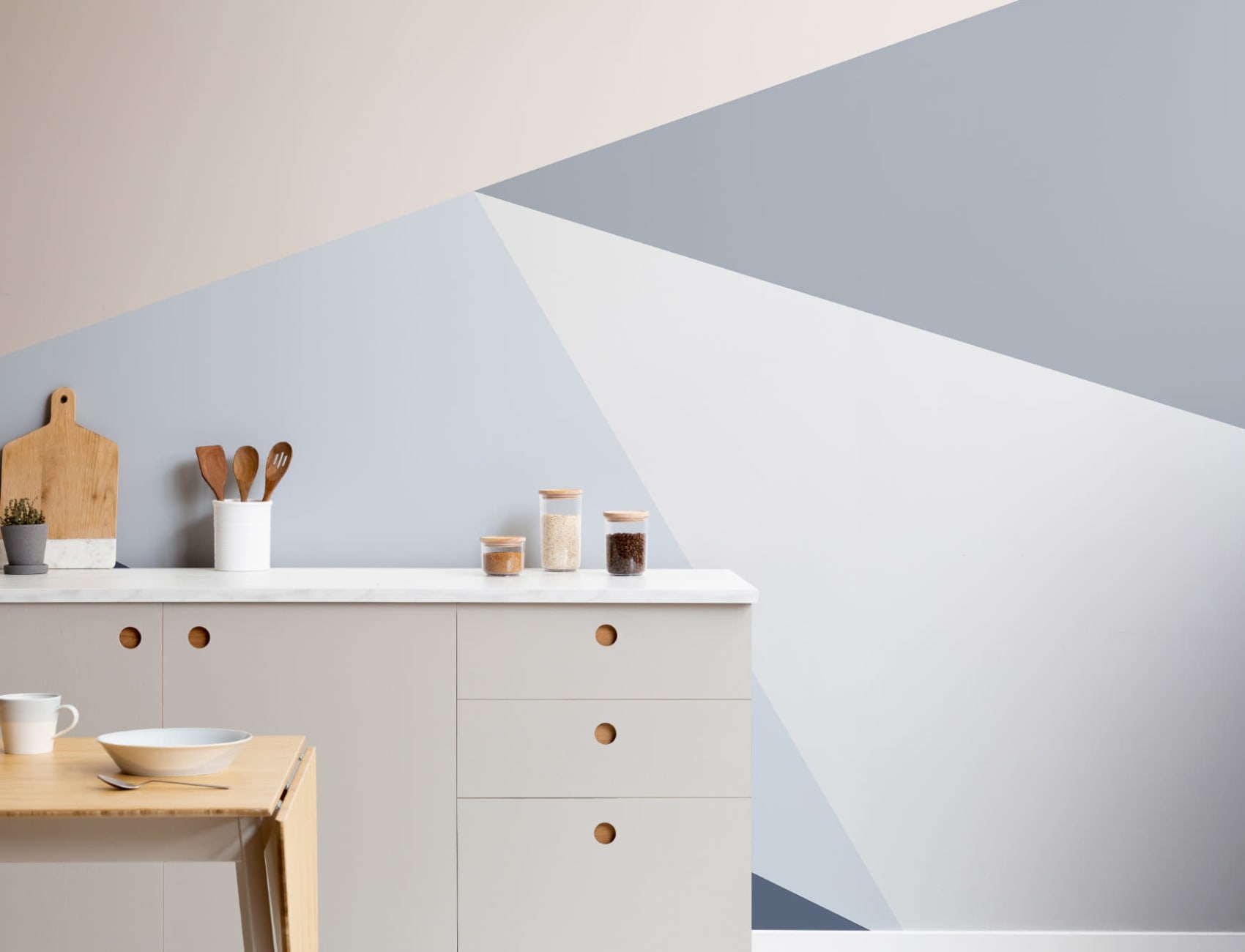 Blue Oversized Geometric Wallpaper Mural