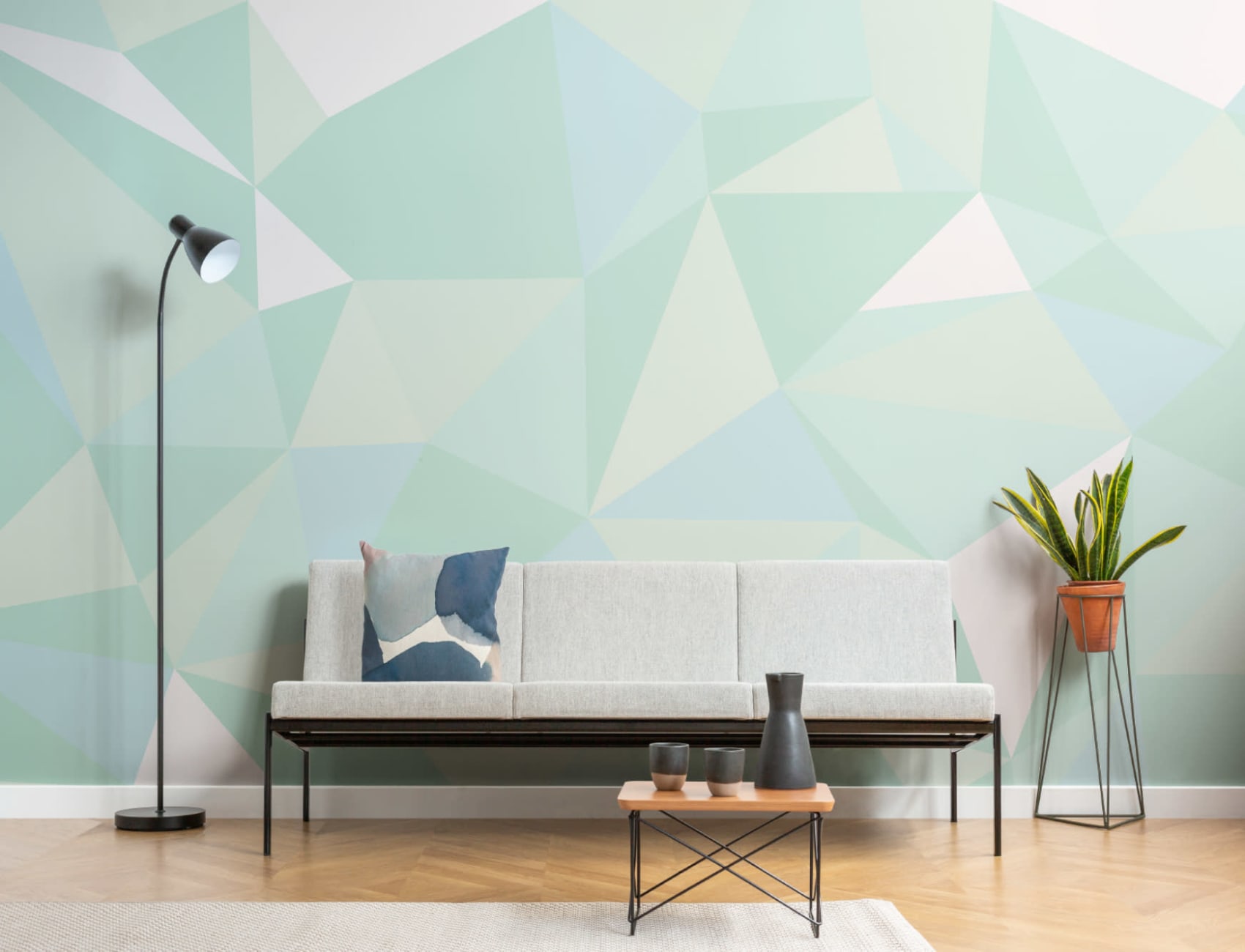 Mint Green Geometric Wallpaper Mural