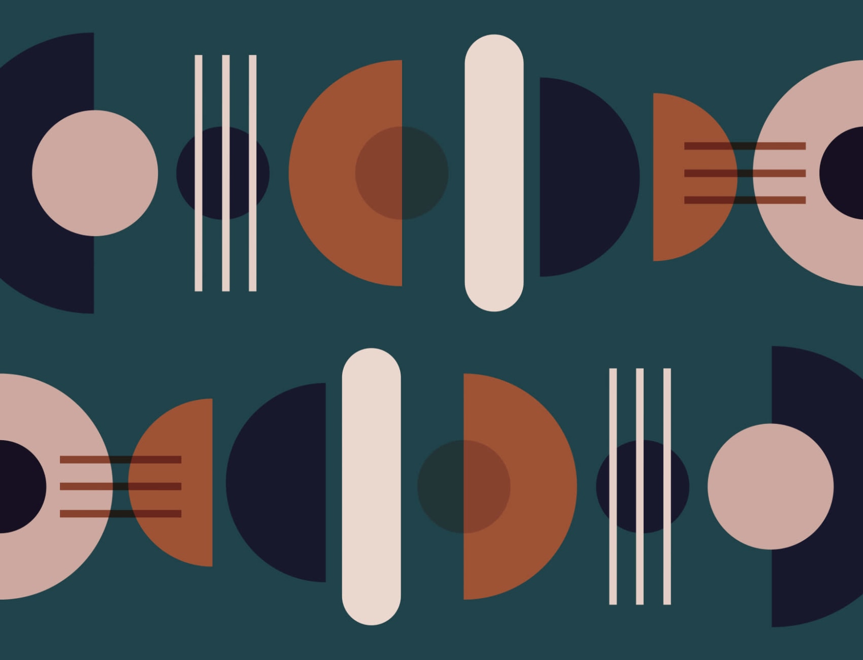 Green & Neutral Mid Century Modern Geometric Wallpaper Mural