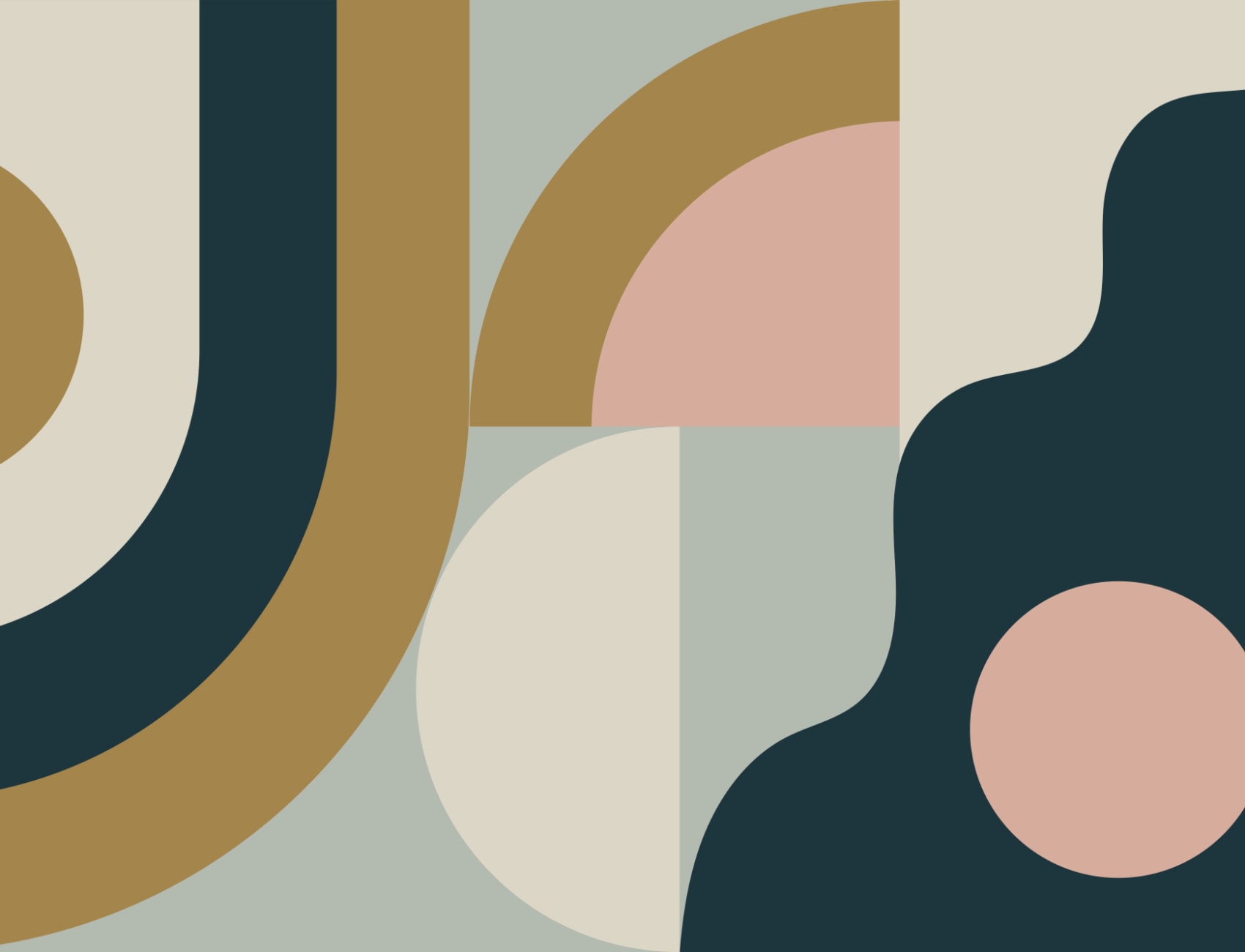 Navy Retro Geometric Pattern Abstract Mural