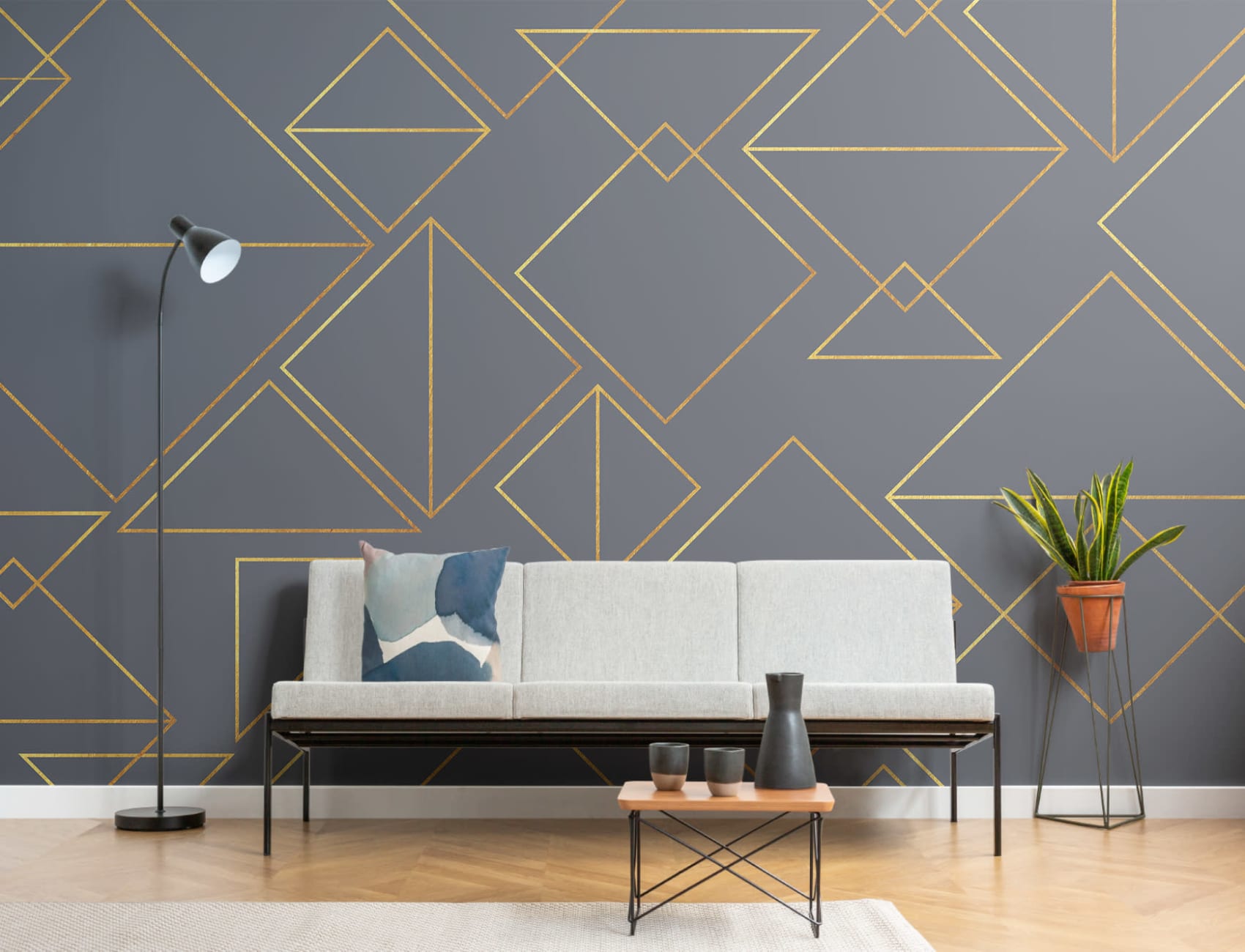Classic Navy Triangles Wallpaper Mural