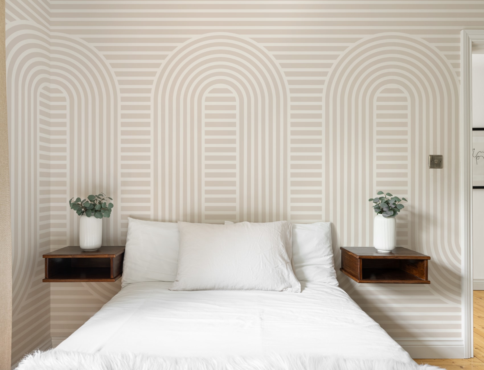 Neutral Zen Garden Curves & Stripes Wallpaper Mural