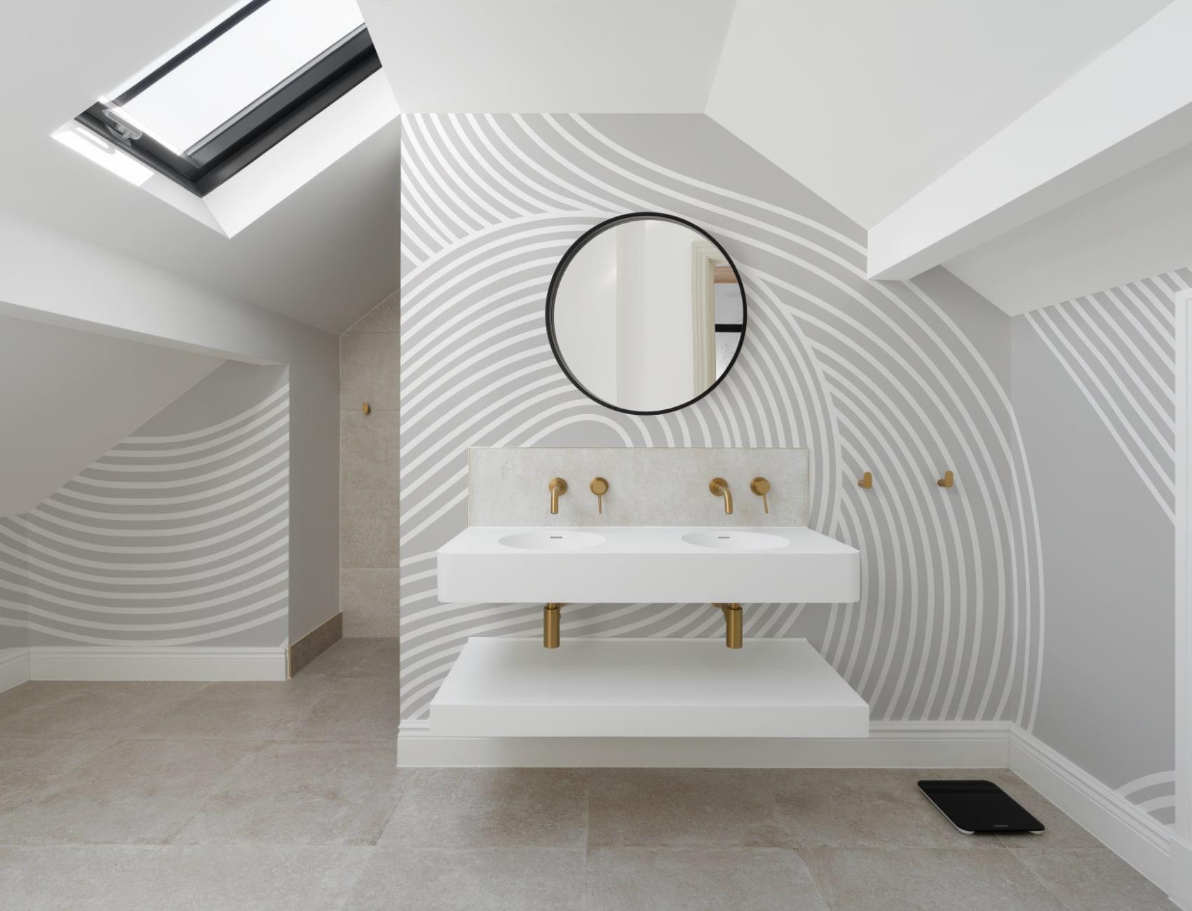 Carta da Parati Stile Giapponese Grigia con Linee Curve