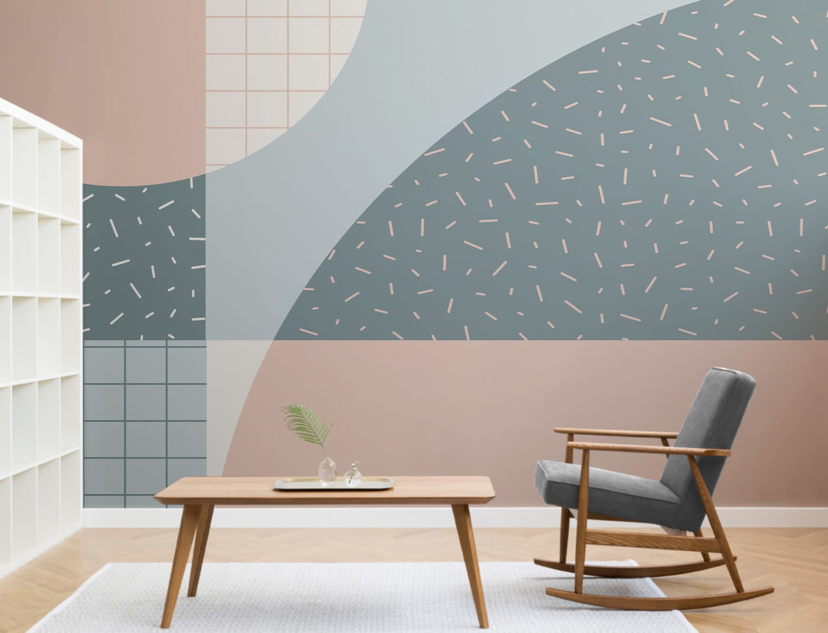 Memphis 80s Pastel Blue & Pink Geometric Wallpaper Mural