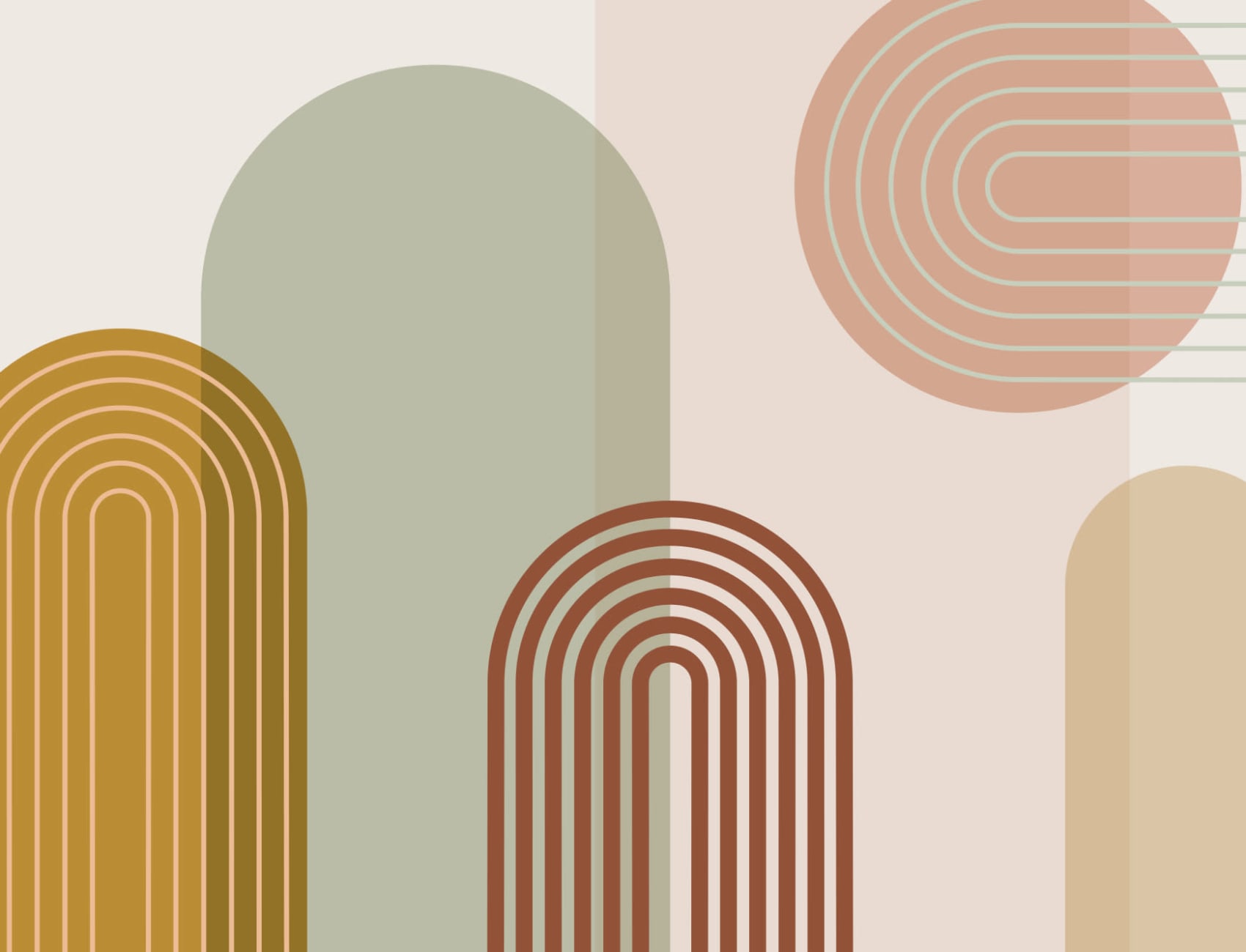 Retro Fototapete mit runden geometrischen Formen