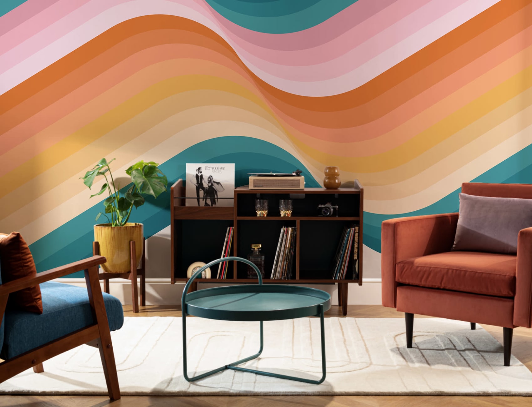 Classic Retro Multi Color Gradient Wallpaper Mural