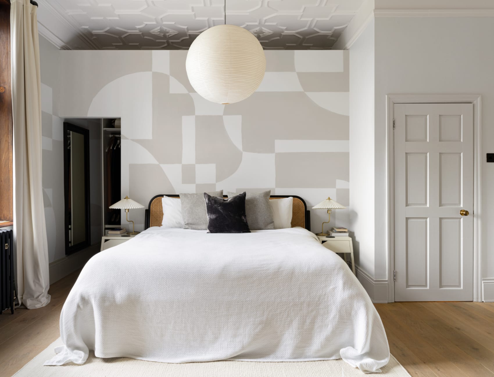Beige Scandinavian Abstract Geometric Mural