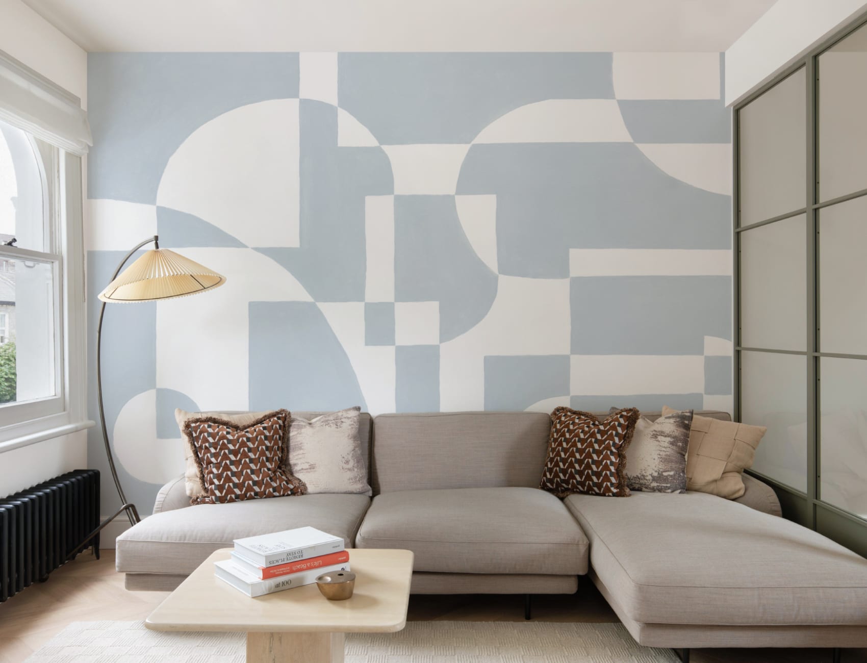 Sky Blue Scandi Abstract Geometric Mural