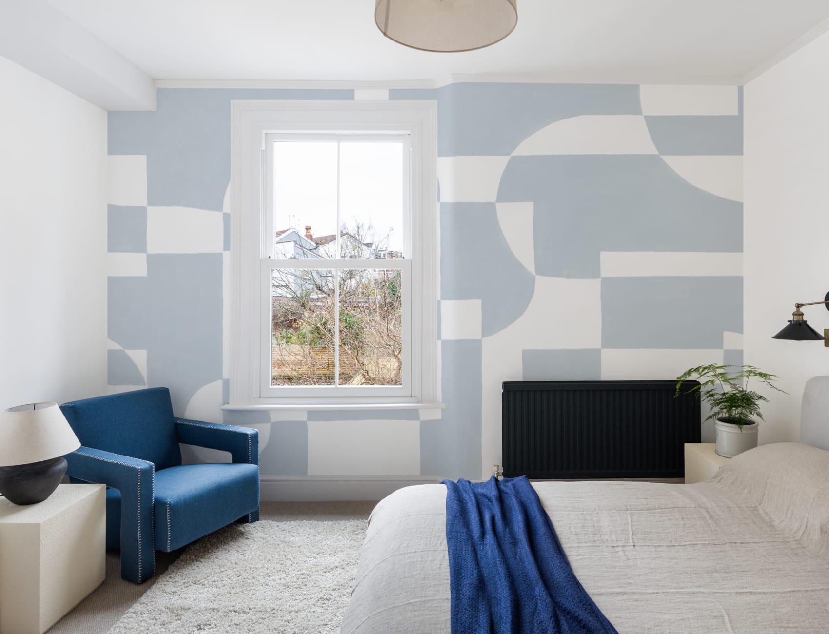Sky Blue Scandi Abstract Geometric Mural