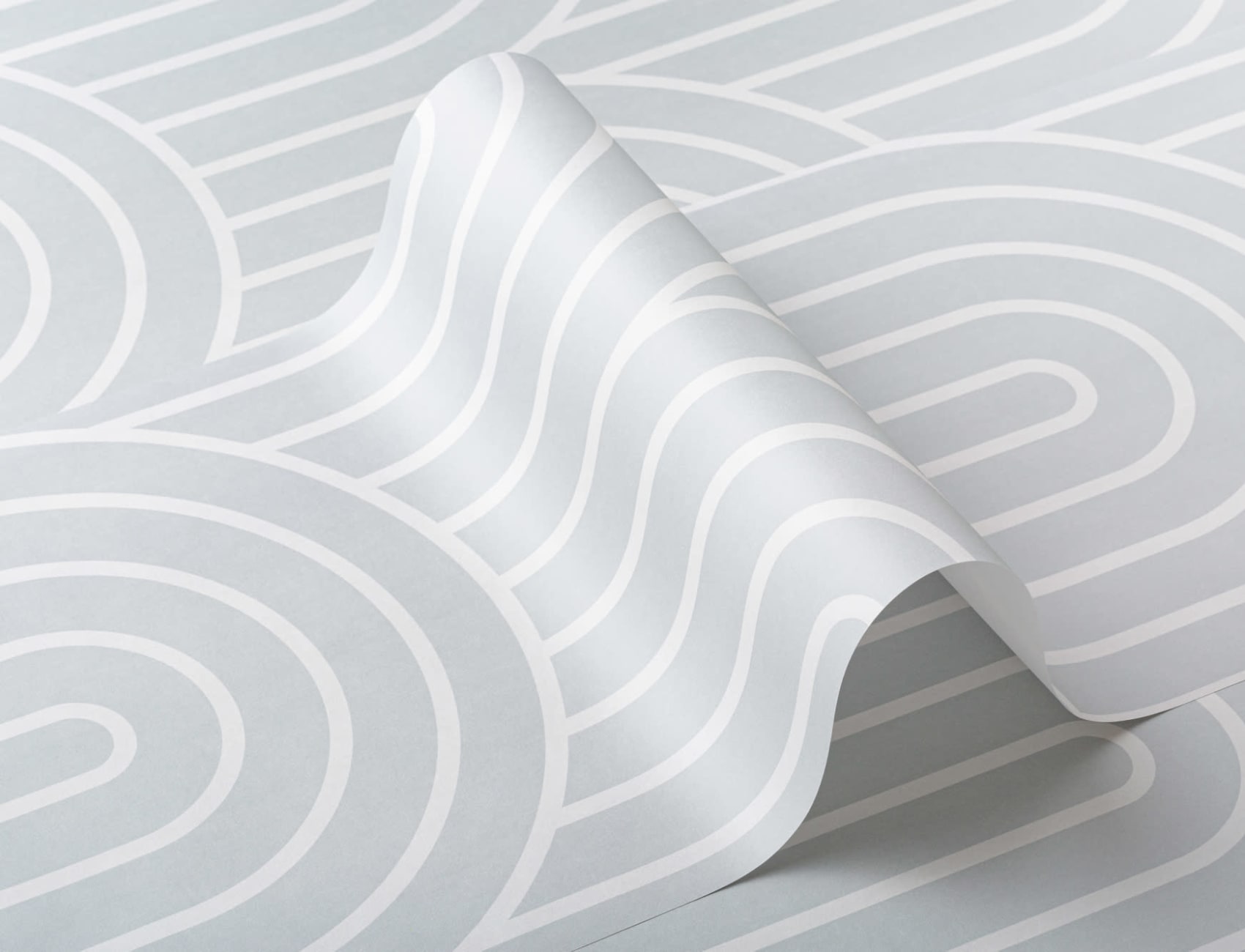 Gray Geometric Infinite Loop Striped Repeat Pattern Wallpaper