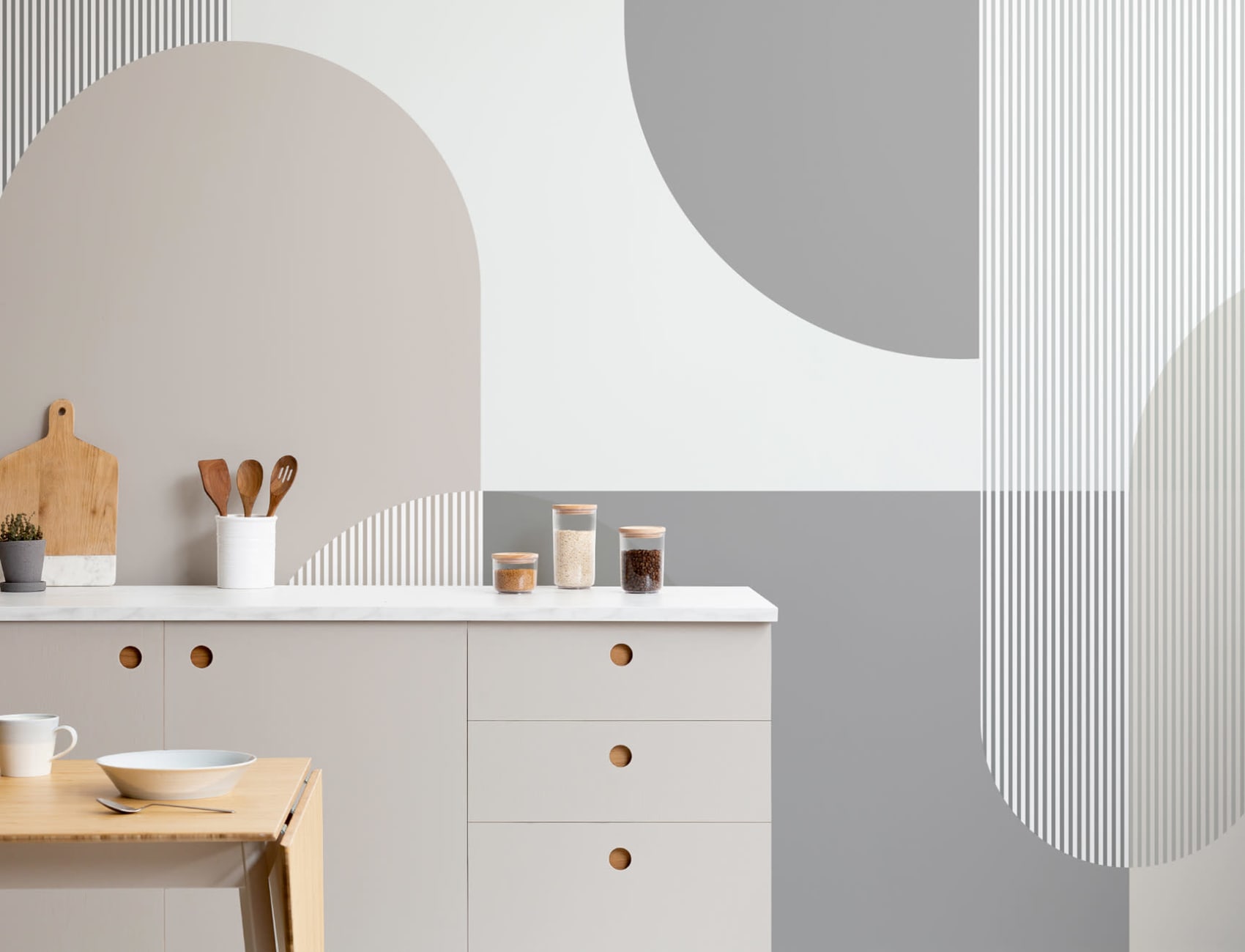 Nøytral Grå Scandi Geometrisk Fototapet