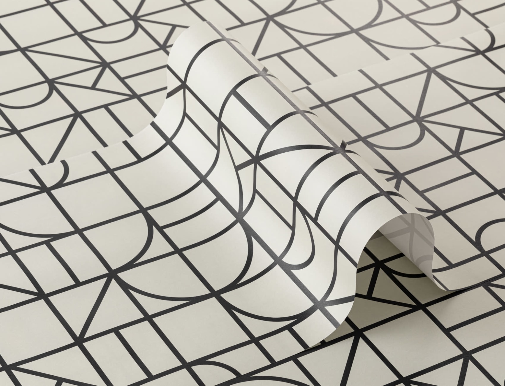 Monochrome Modern Geometric Grid Repeat Pattern Wallpaper