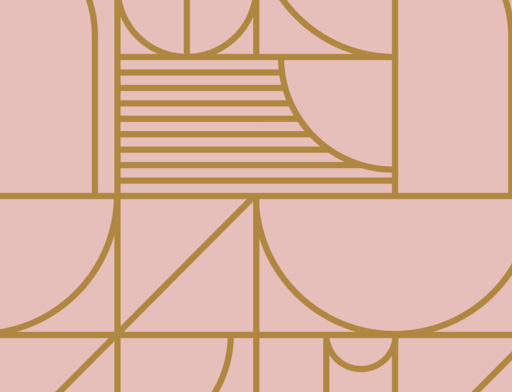 Roz și auriu Geometric Grid Lines Repeat Pattern Wallpaper