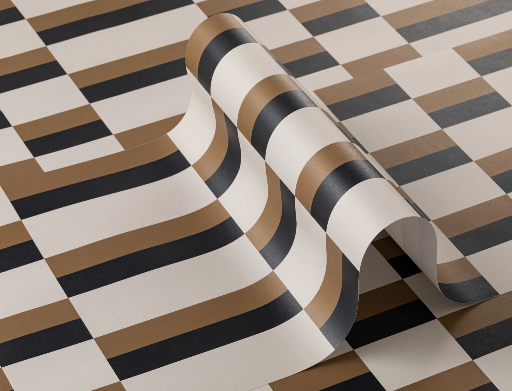 Muștar și albastru Bauhaus Geometric Retro Repeat Pattern Wallpaper