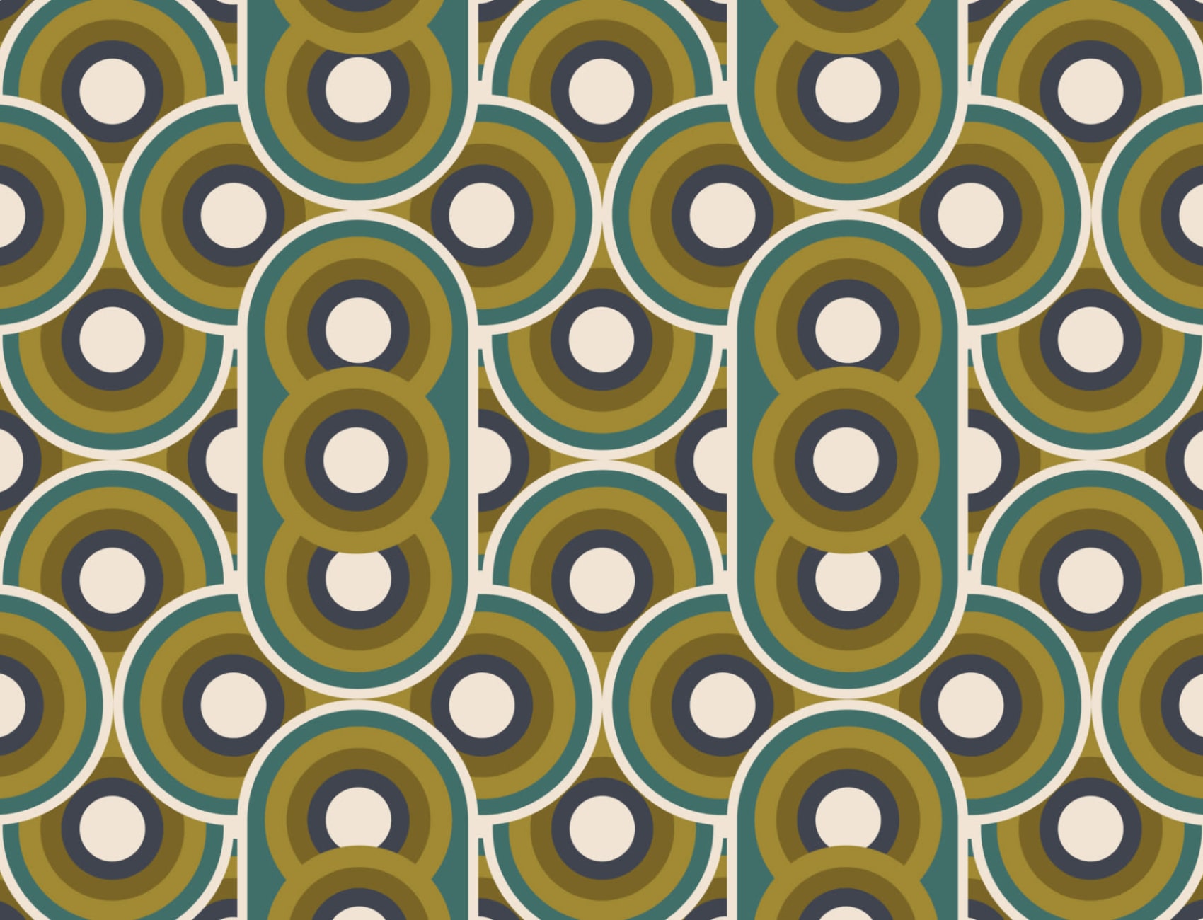 Tapeta z powtarzającym się wzorem Retro 70s Circles