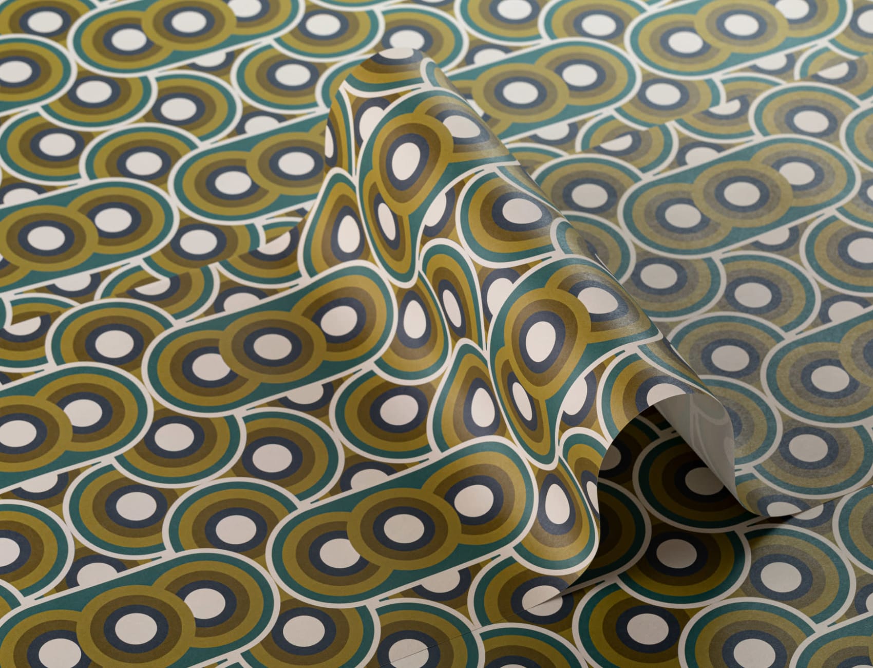 Tapeta z powtarzającym się wzorem Retro 70s Circles