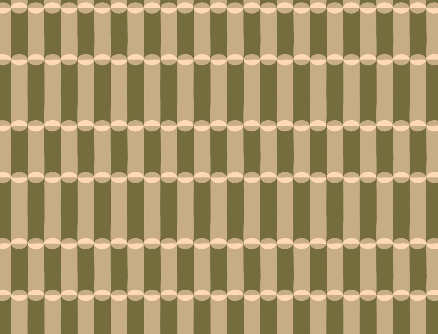 Olive and Pink Tubular Retro Geometric Pattern Wallpaper Mural