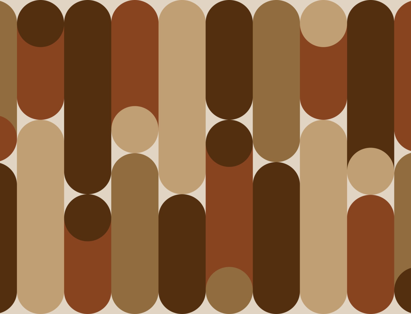 Warm Geometric Mid-Century Modern Brown Capsule Mural