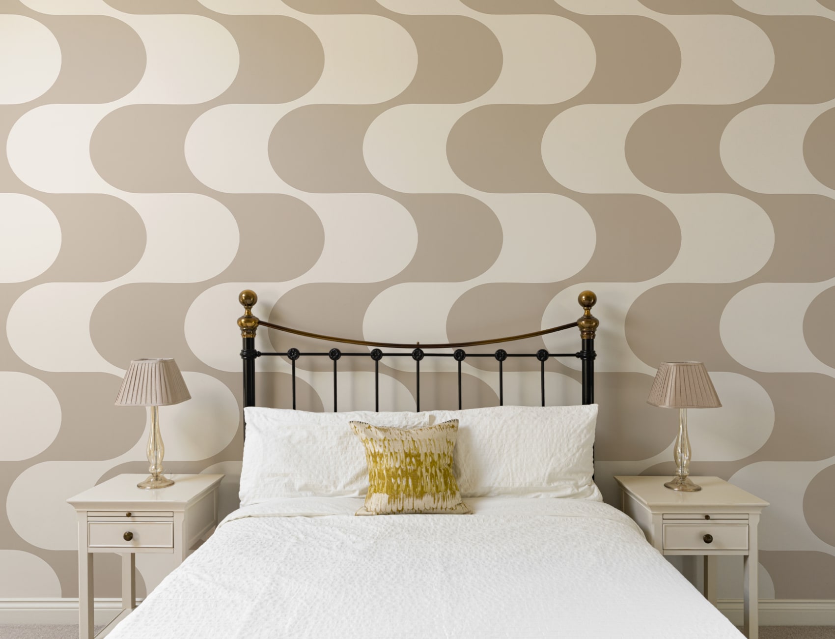 Beige Geometric Pattern Mid-Century Modern Wall Mural