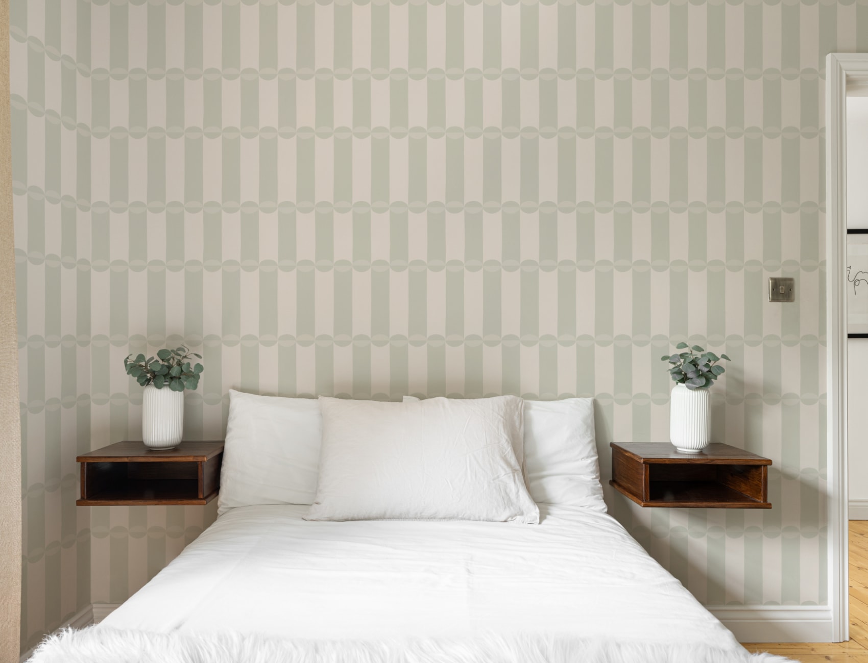 Tubular Sage Geometric Striped Contemporary Calm Mural