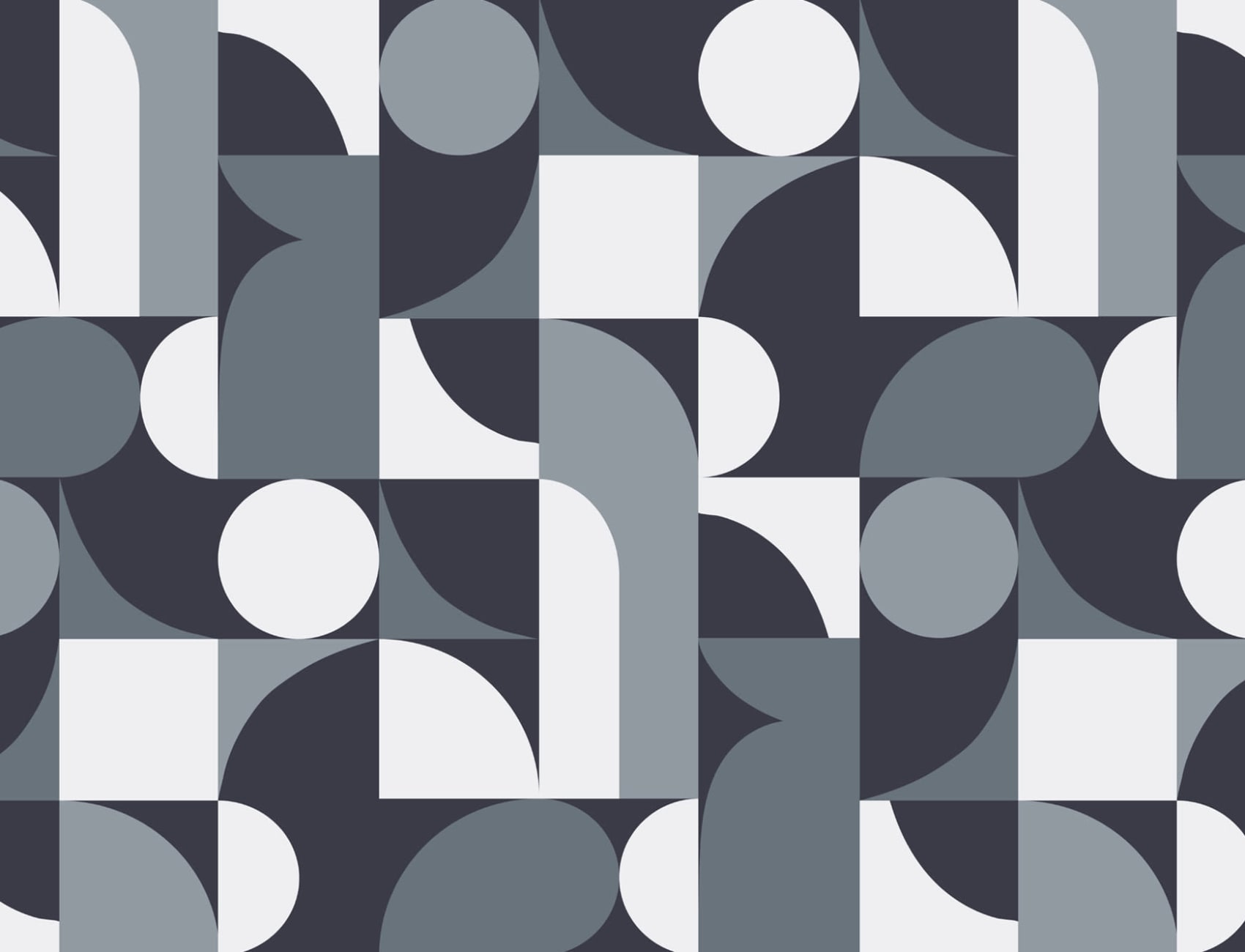 Blue Mid-Century Geometric Collage Wall Mural