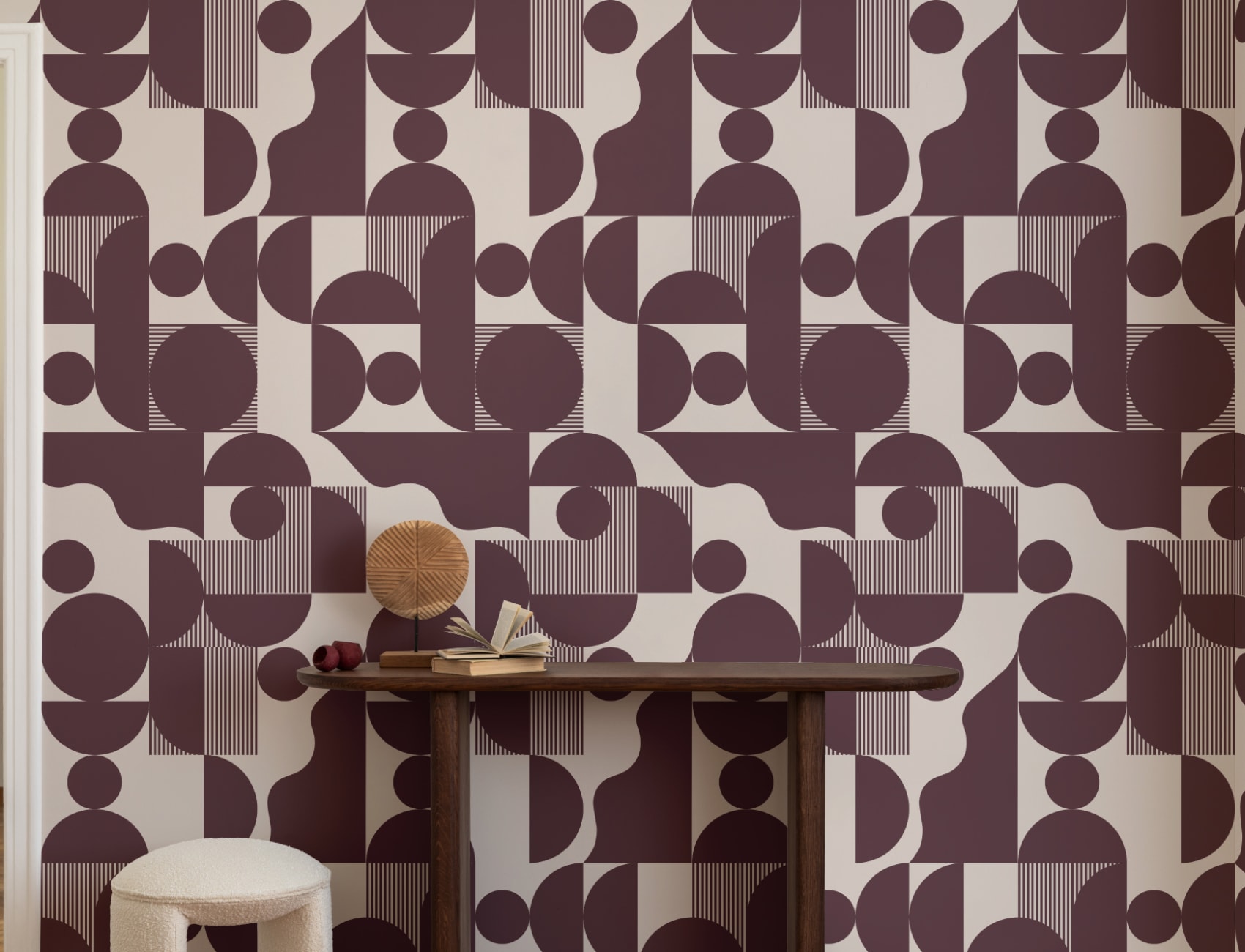Burgundy Moderni geometriset muodot tapetti