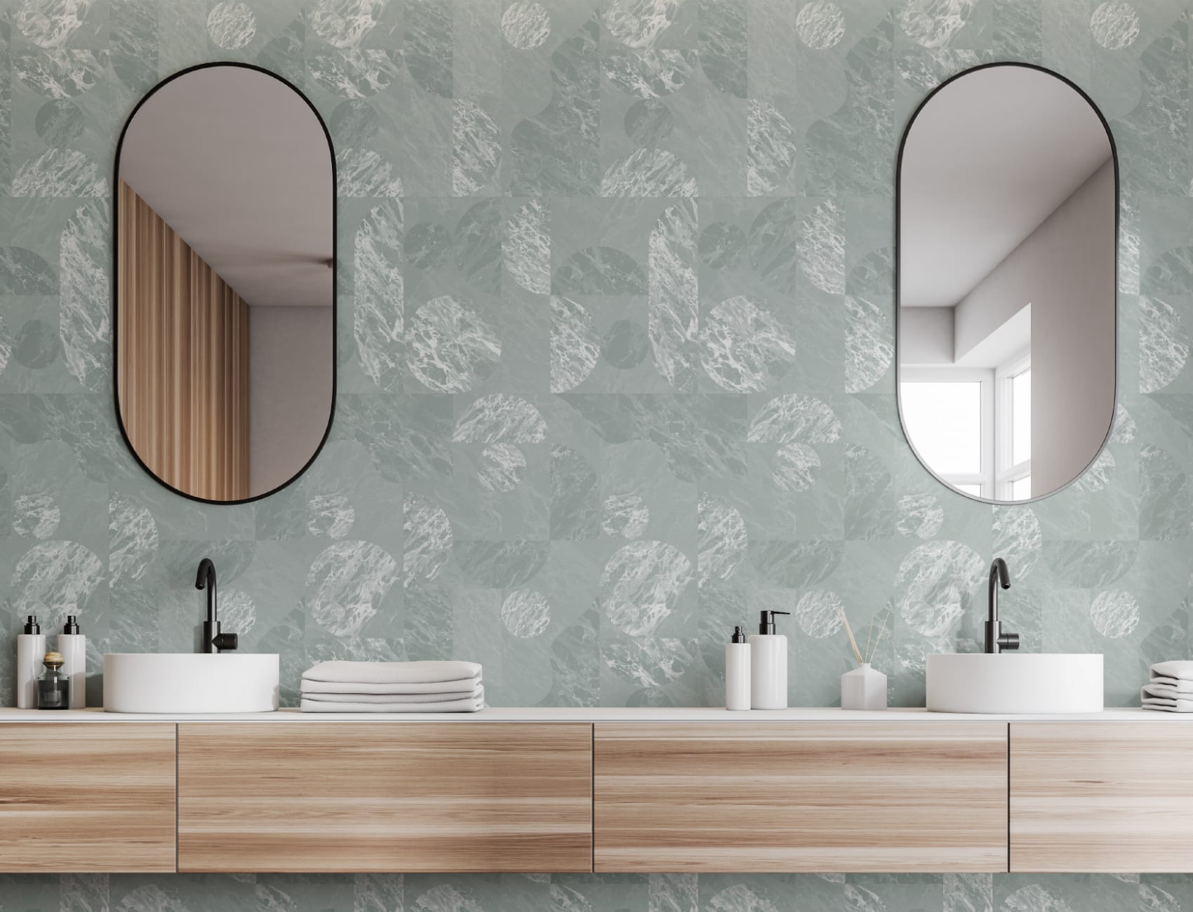 Grün Modern Geometrisch Marmor Formen Tapete