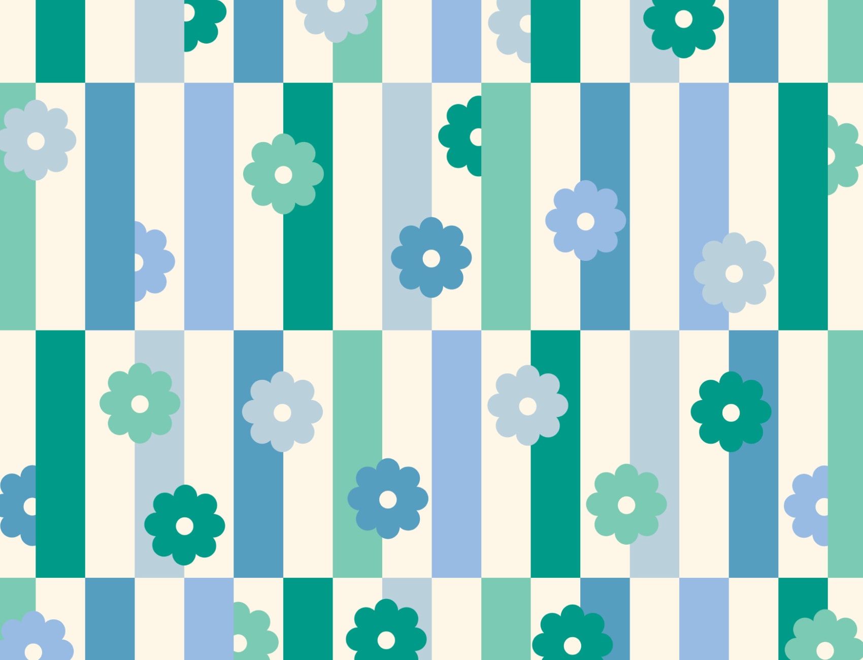 Elizabeth Olwen Flower Shift Blue Mural
