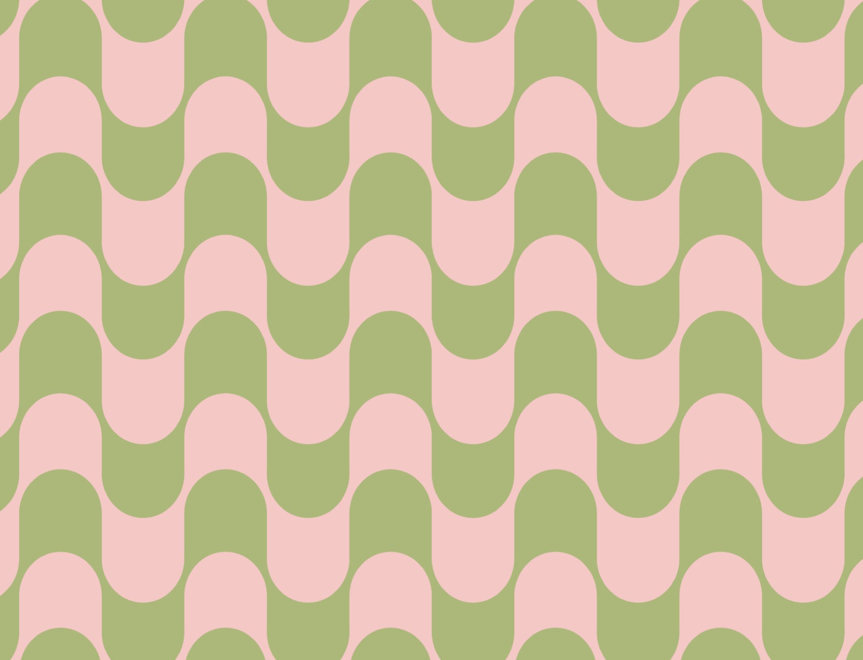 Pink & Green Retro Wavy Striped Wallpaper