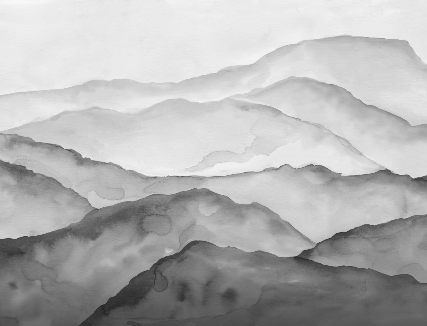 Grey Watercolour Peaceful Mountain Wallpaper Mural