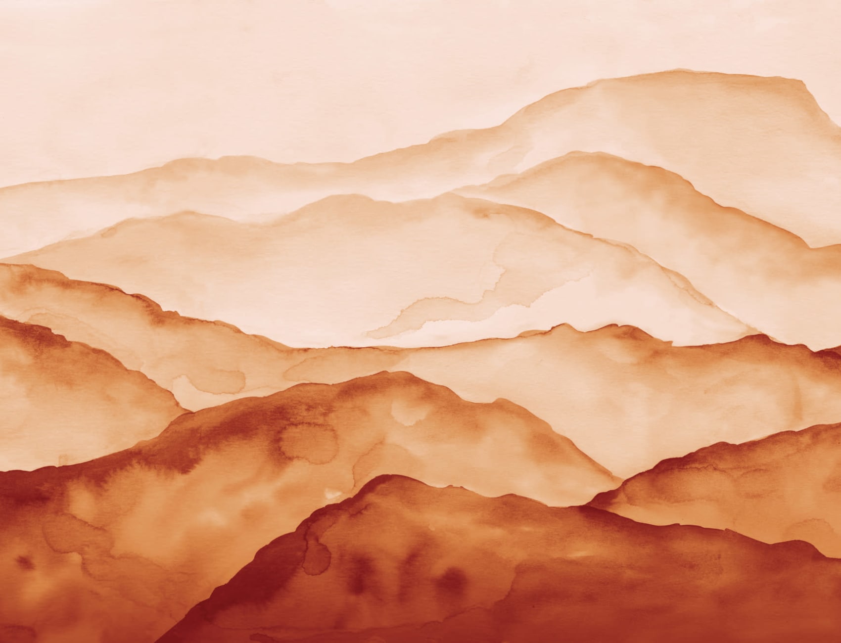 Orange Watercolor Peaceful Mountain Wallpaper Mural