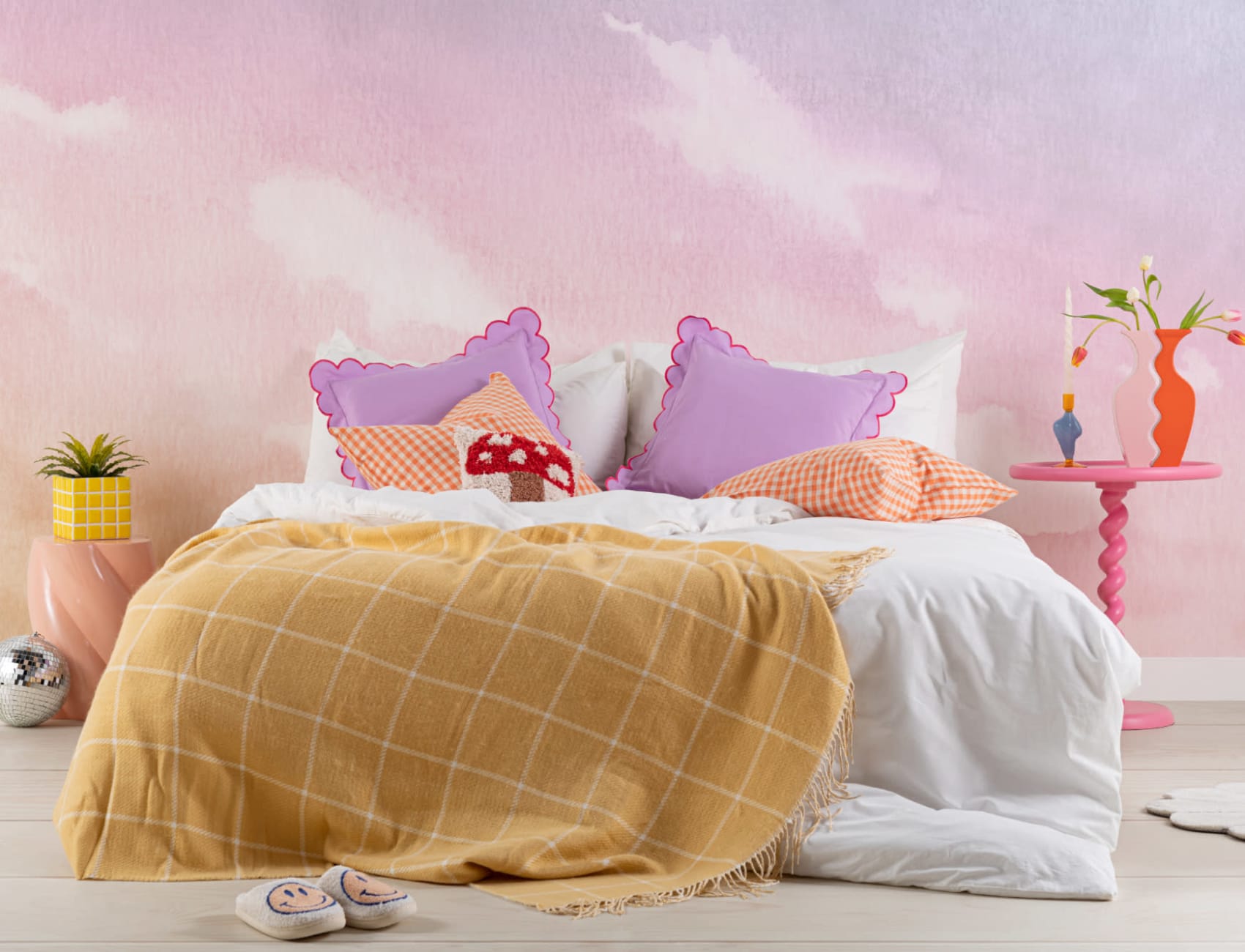 Bright Pastel Watercolor Cloud & Sky Wallpaper Mural