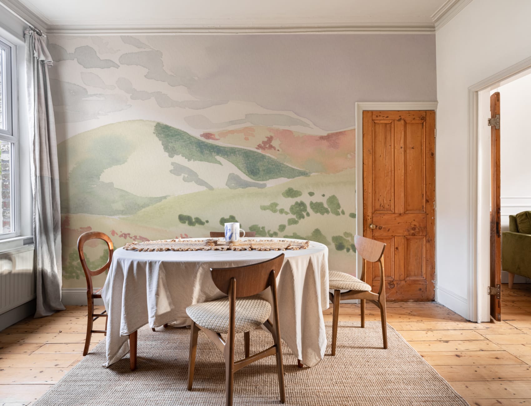 Watercolor Hills Landscape Wallpaper Mural