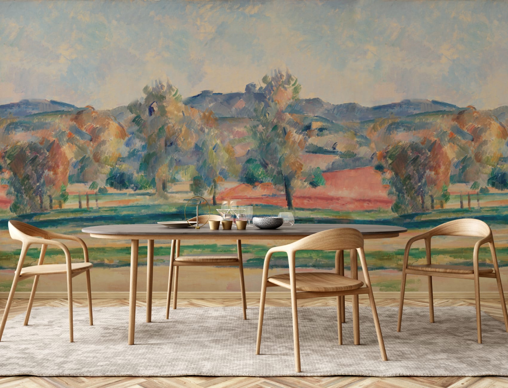 Autumn Landscape Wall Mural in Warm Classic Tones