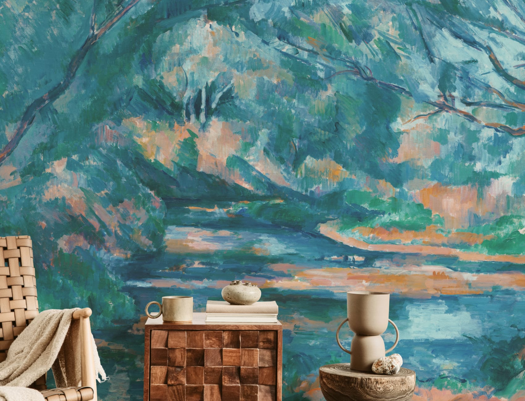 The Brook Wall Mural in Cool Blue Tones