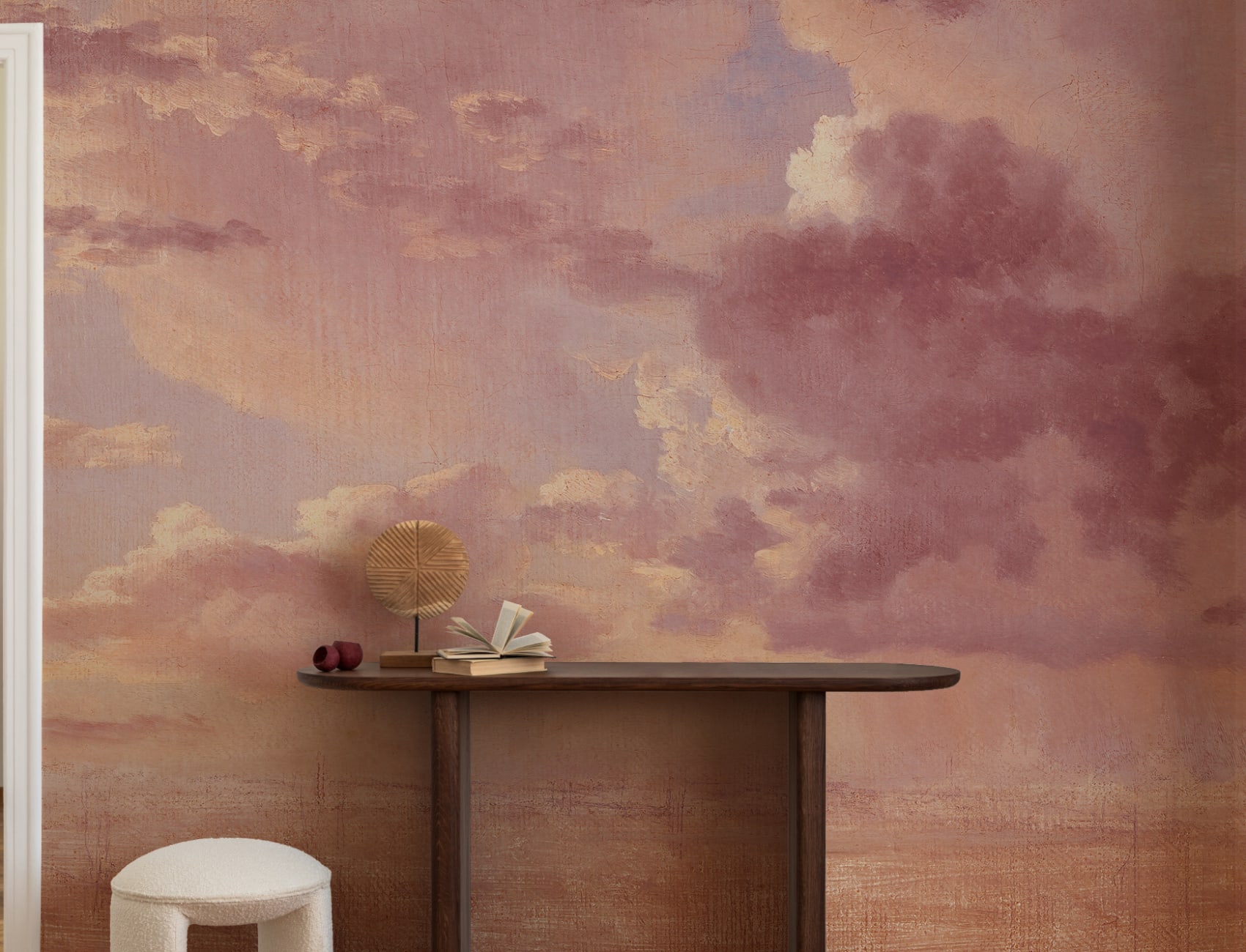 Study of Clouds Over the Sound Wall Mural in Sunset Tones