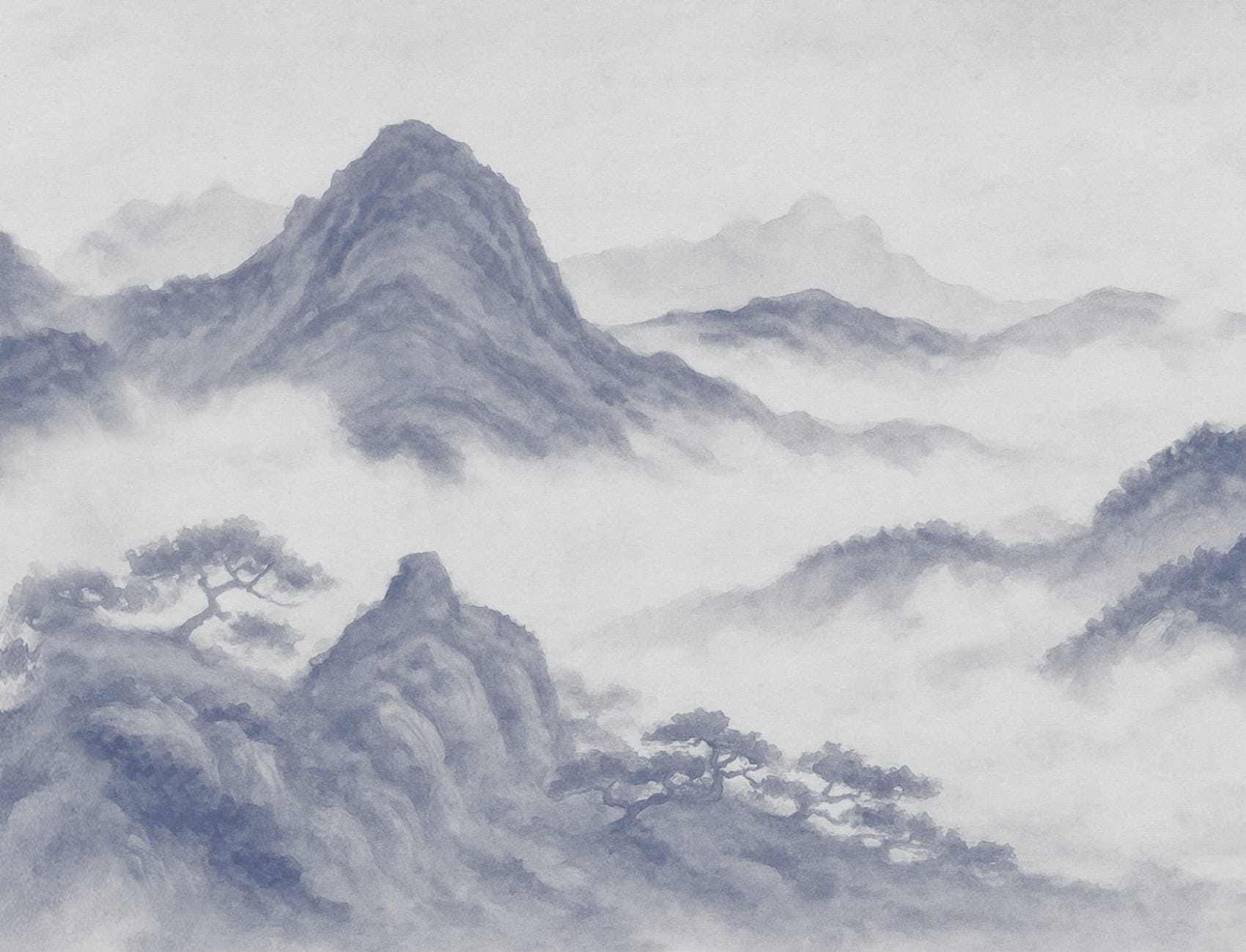 Indigo Mountain Landscape Wallpaper