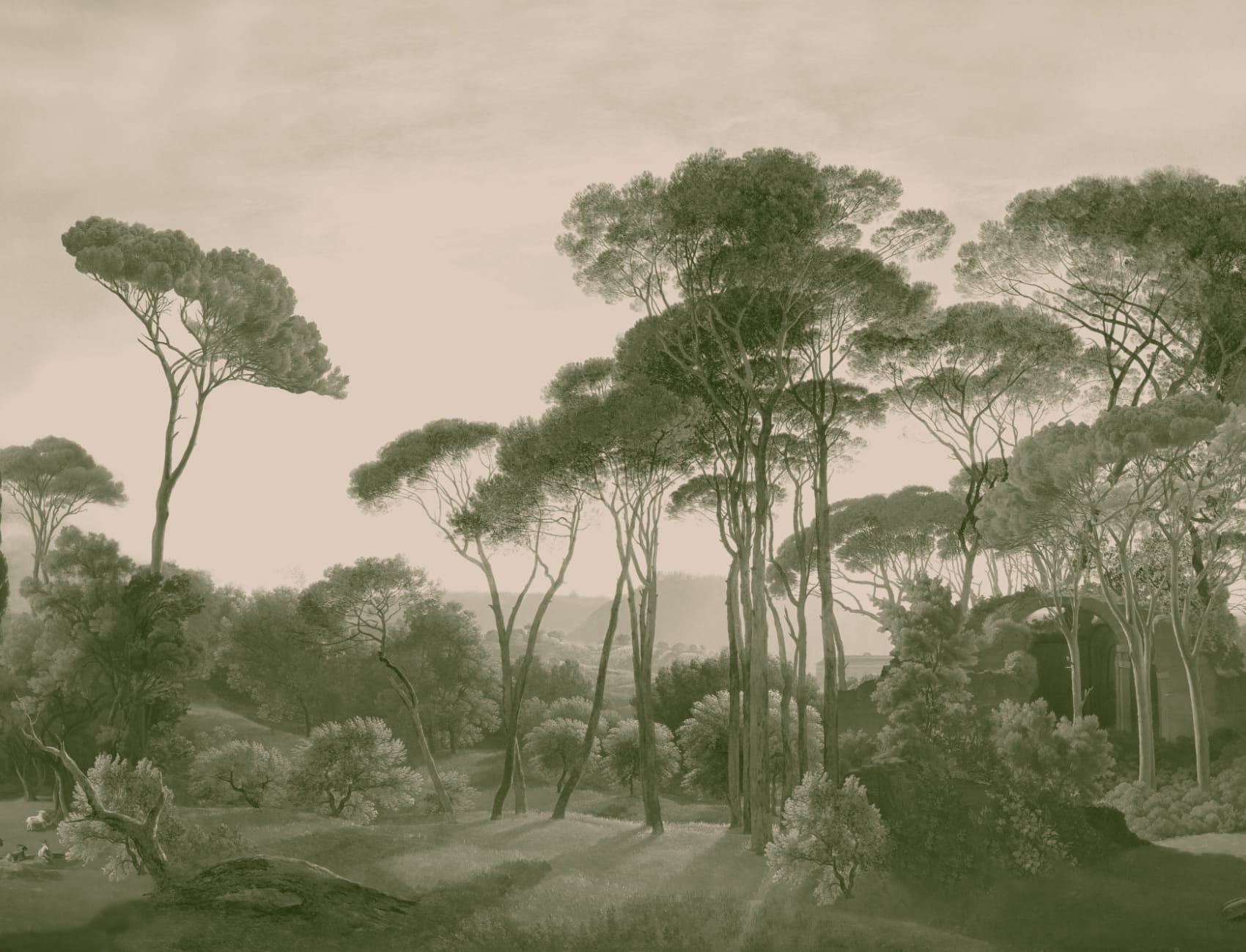 Green Tivoli Forest Landscape Painting Mural