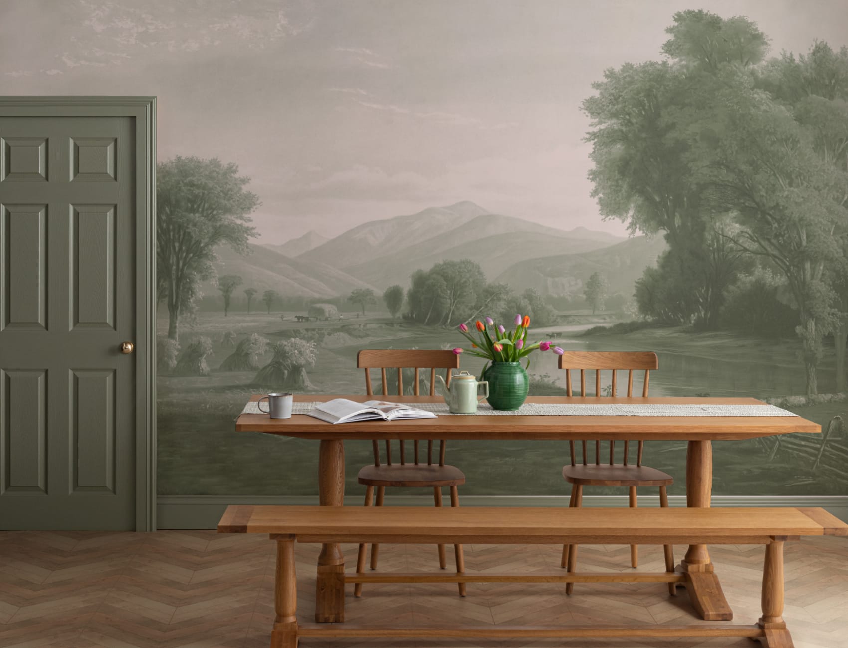 Mural de papel pintado Paisaje americano verde