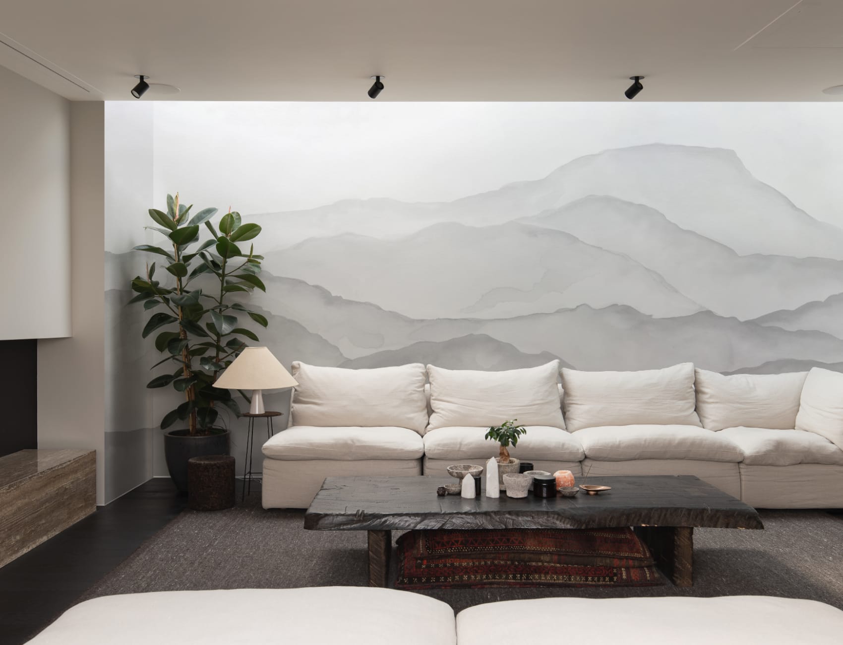 Light Gray Watercolor Mountain Mural