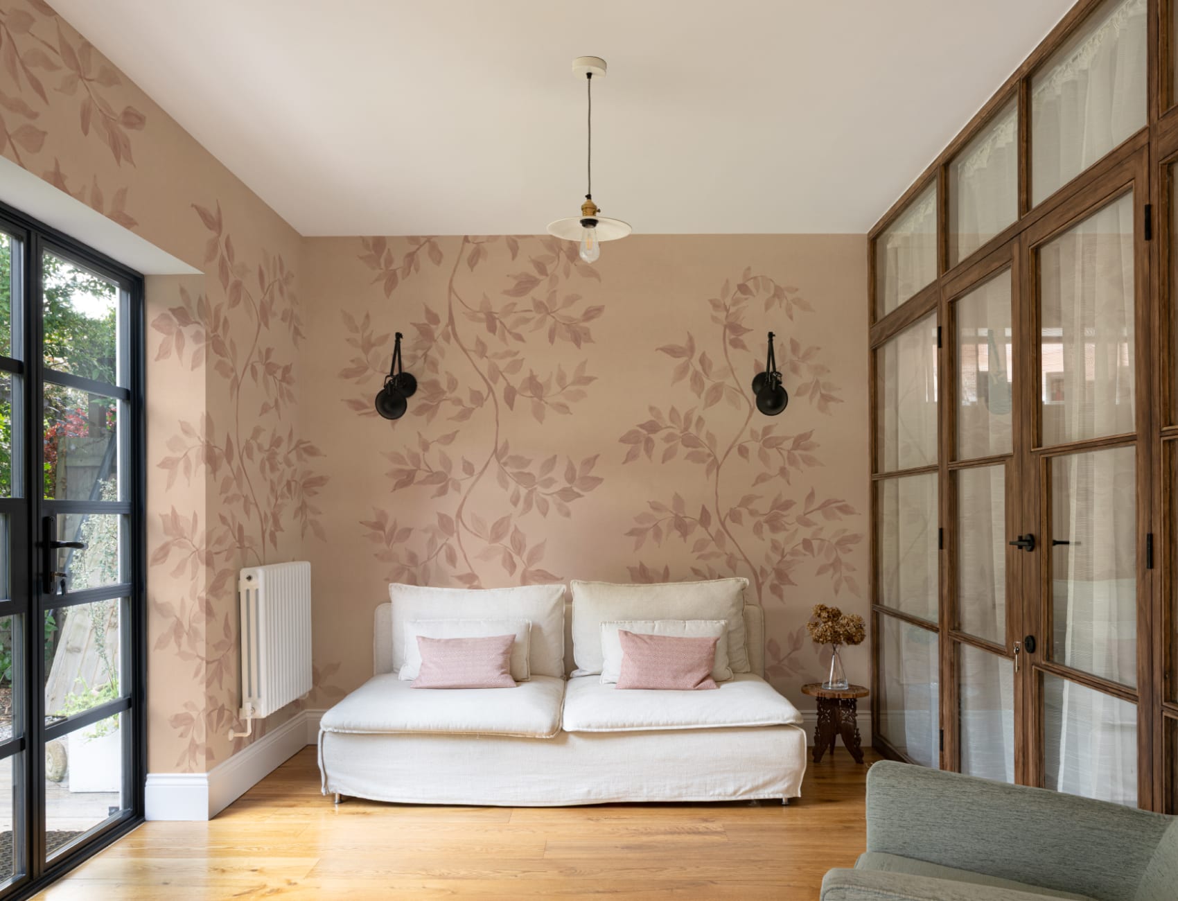 Pink Botanical Vintage Style Nature Inspired Mural