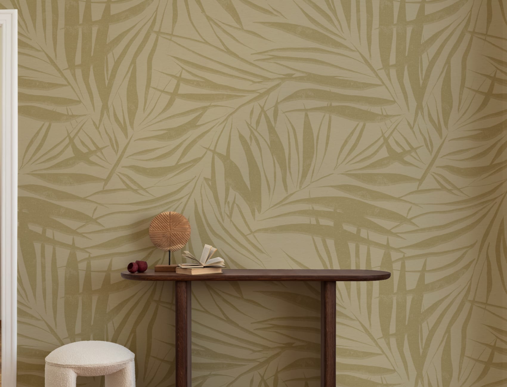 Sombra Green Subtile Palm Leaf Fototapete mit tropischer Textur